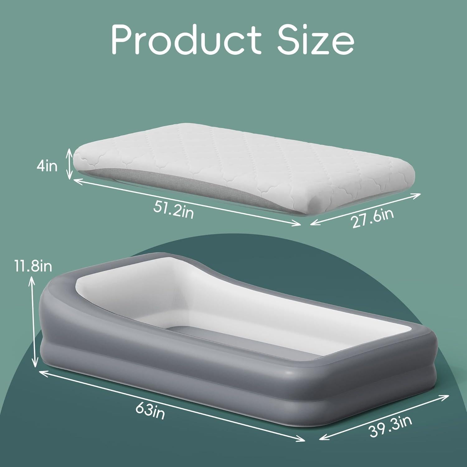 Cama de viaje inflable GloTika para niños 160x100 cm con sábana