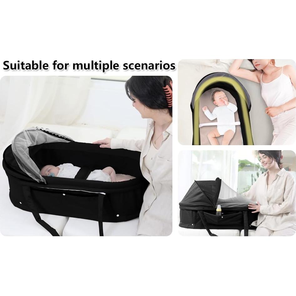 Cuna de viaje portátil Surebaby TL 2 en 1 con sombra negra