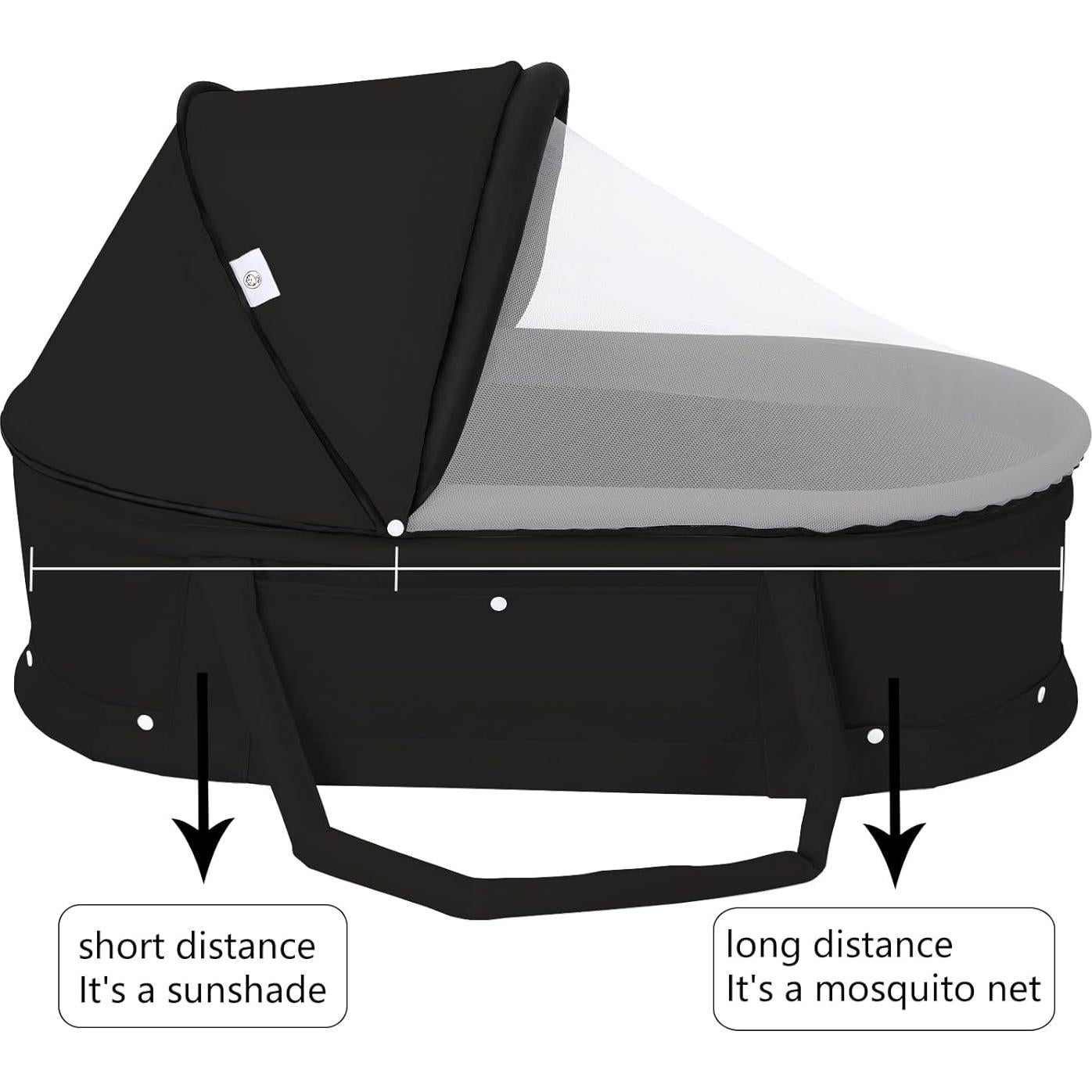 Cuna de viaje portátil Surebaby TL 2 en 1 con sombra negra