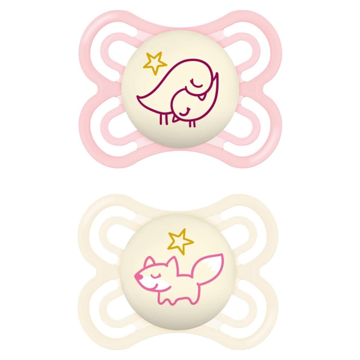 Chupete MAM Perfecto de Noche 0-6 Meses, Brilla en Oscuridad, 2 Unidades