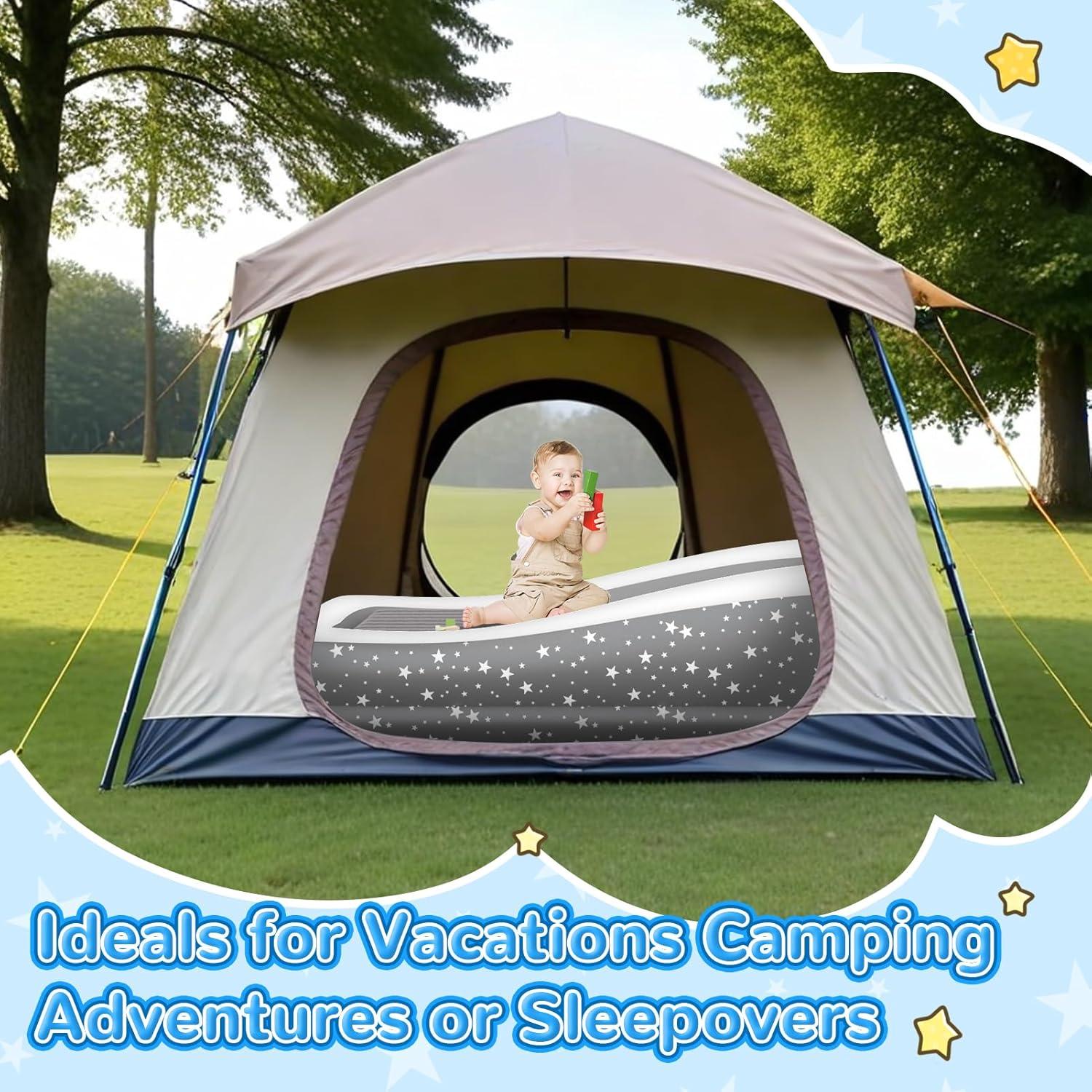 Cama de viaje inflable para niños Abdtech - 167x114 cm, gris