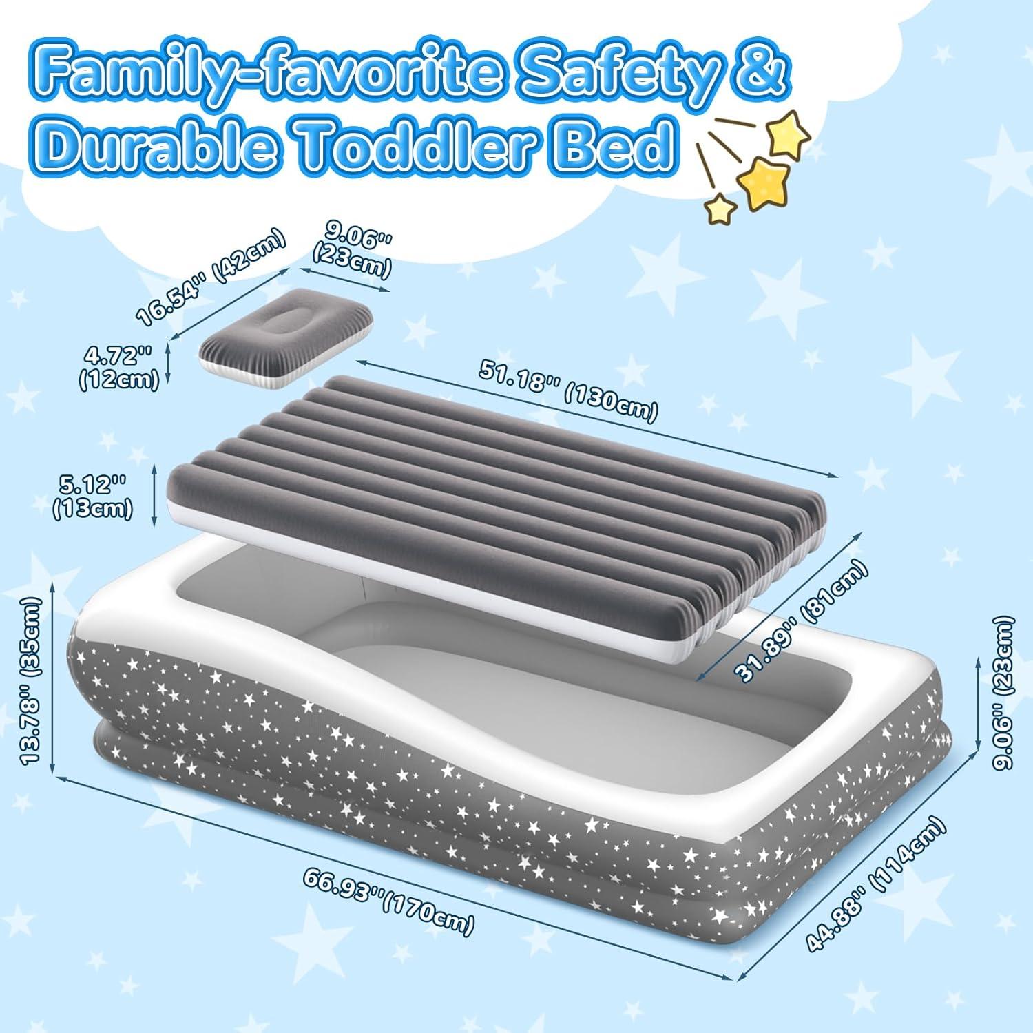 Cama de viaje inflable para niños Abdtech - 167x114 cm, gris