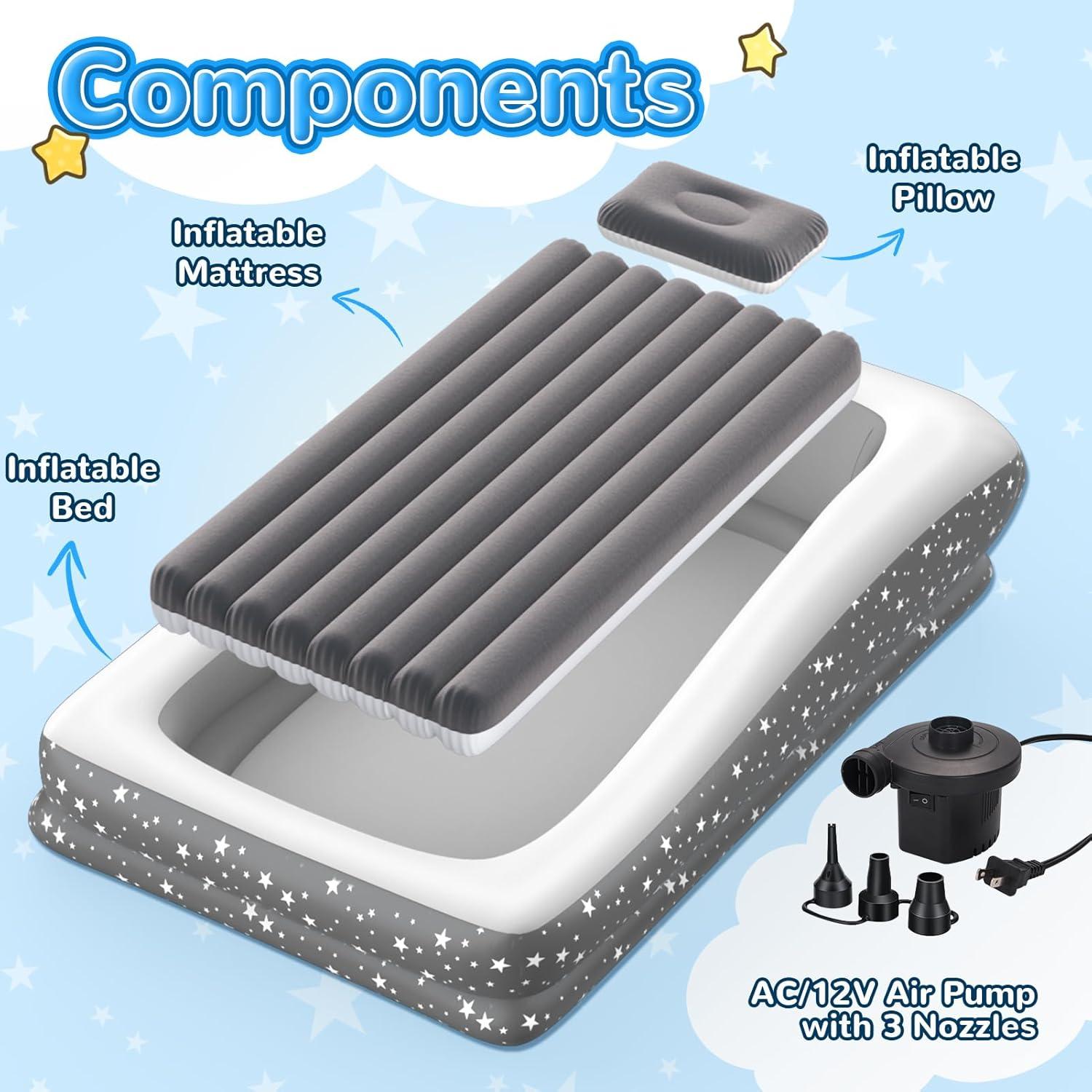 Cama de viaje inflable para niños Abdtech - 167x114 cm, gris