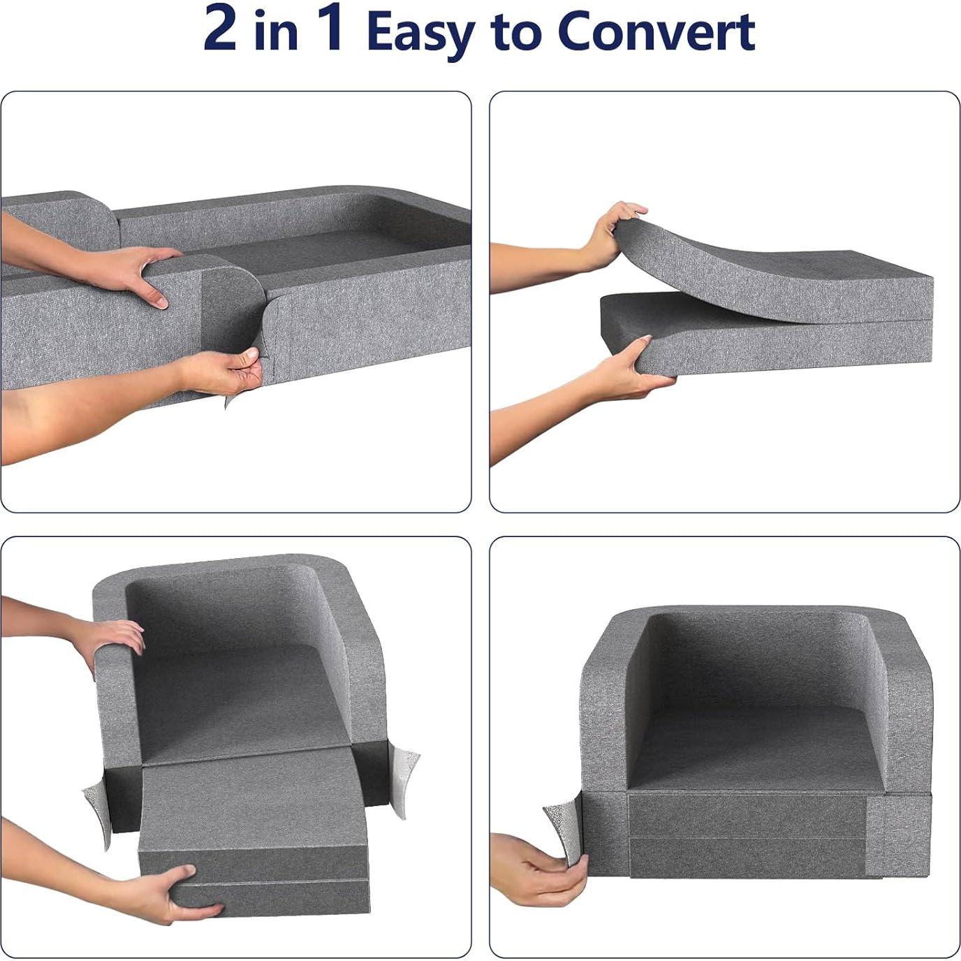 Cama de Viaje para Niños Derson 2 en 1 Plegable Gris