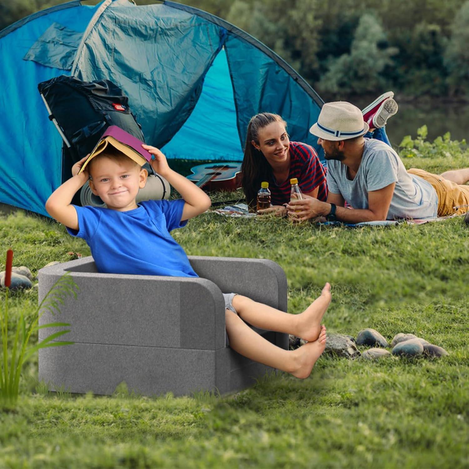 Cama de Viaje para Niños Derson 2 en 1 Plegable Gris