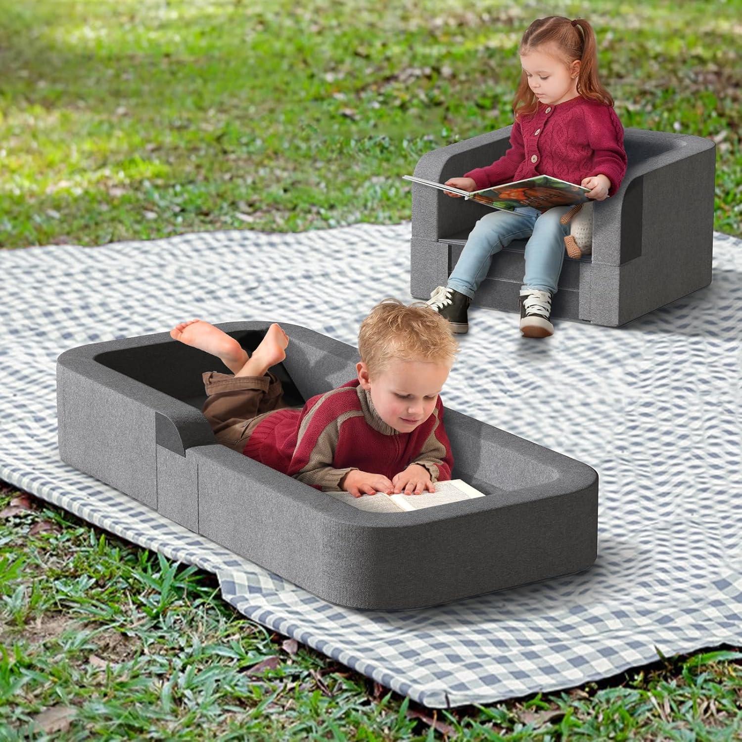 Cama de Viaje para Niños Derson 2 en 1 Plegable Gris