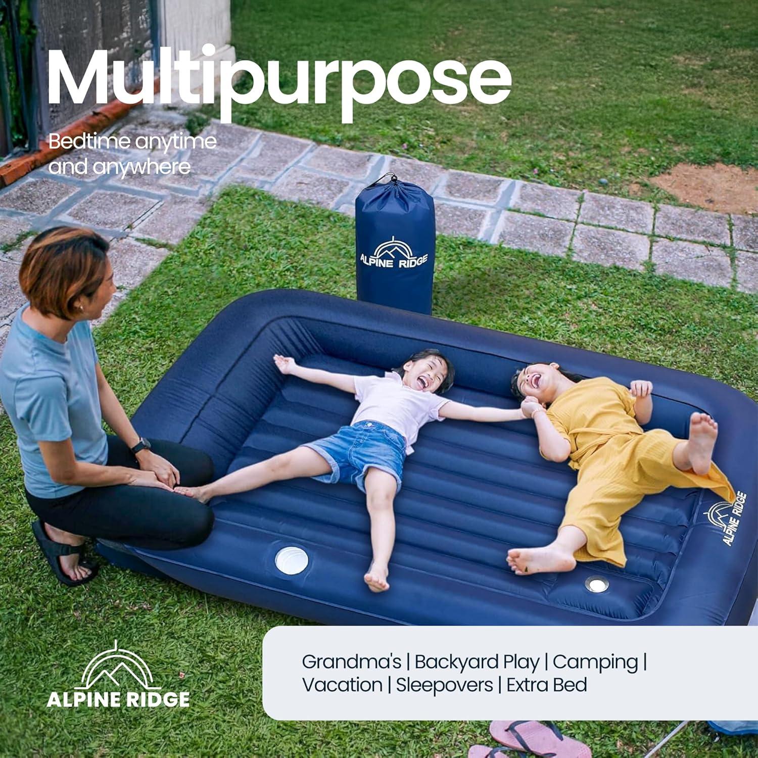 Cama Inflable para Niños Alpine Ridge con Bomba de Pie - Azul