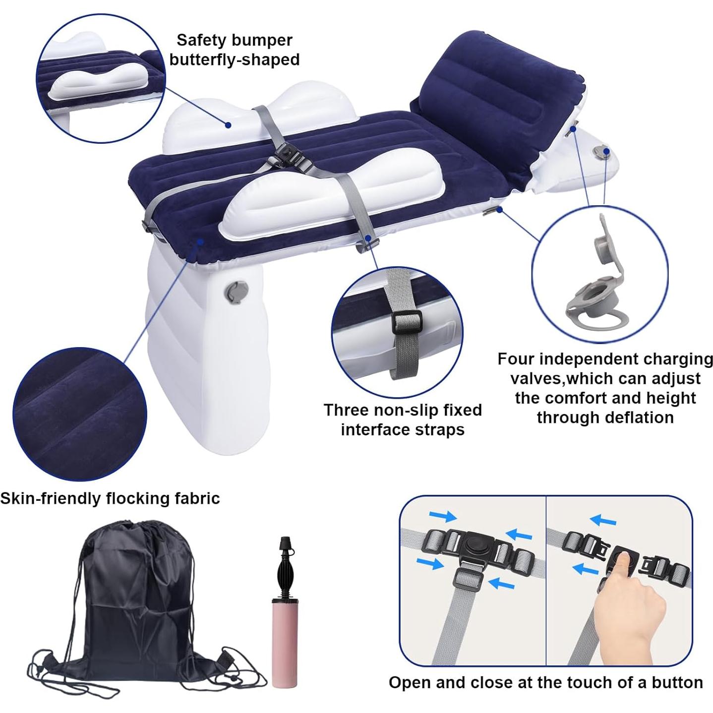 Cama de viaje inflable Sunlisky para niños - Azul oscuro