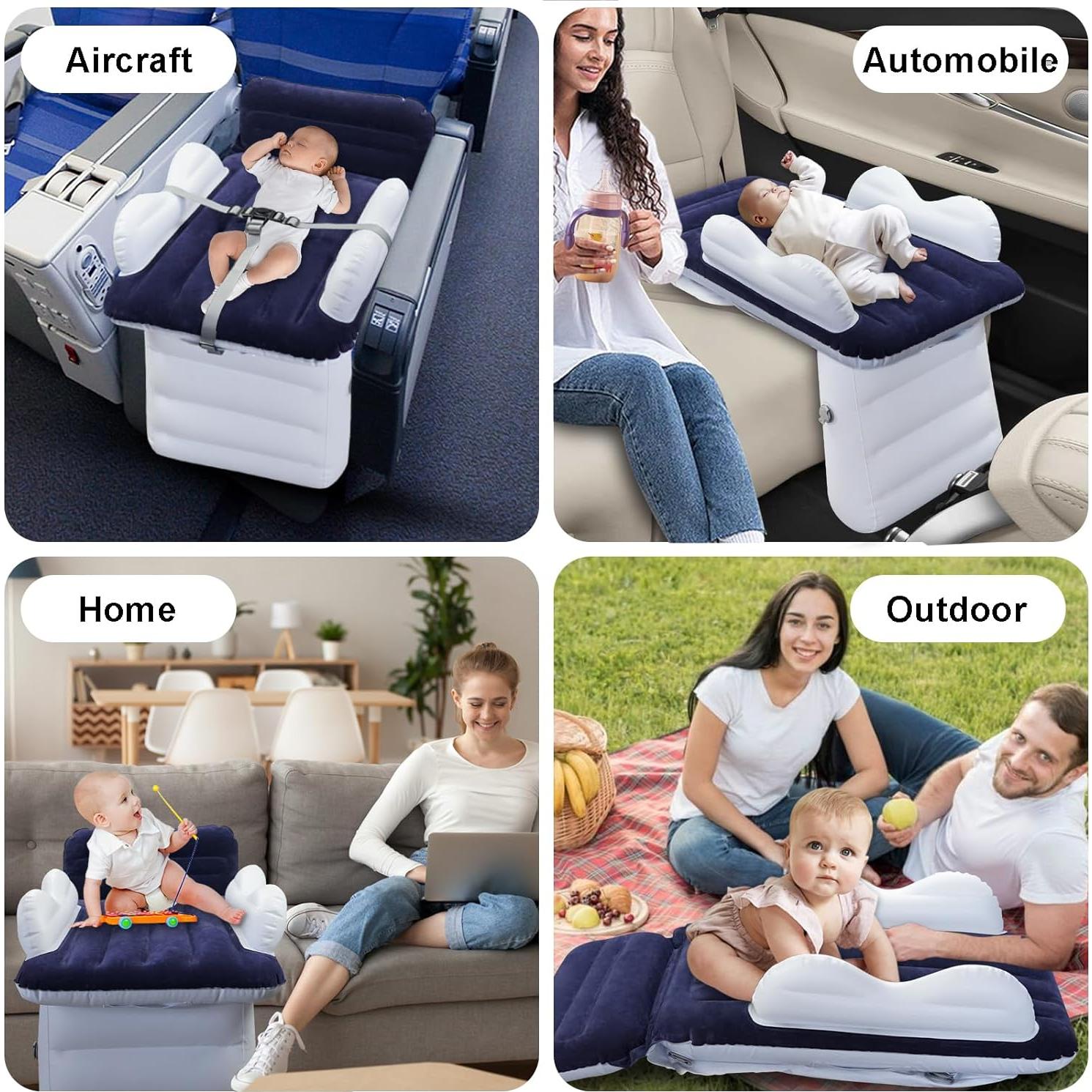 Cama de viaje inflable Sunlisky para niños - Azul oscuro