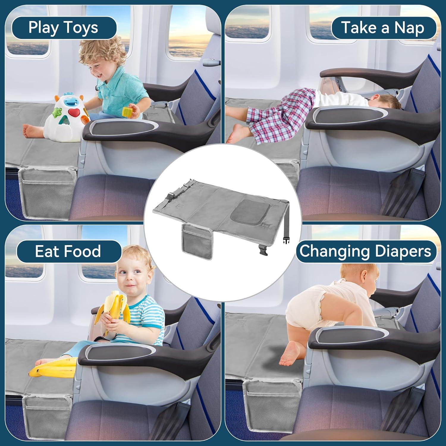 Cama de avión portátil para niños ZYYCD 2 en 1 - Gris