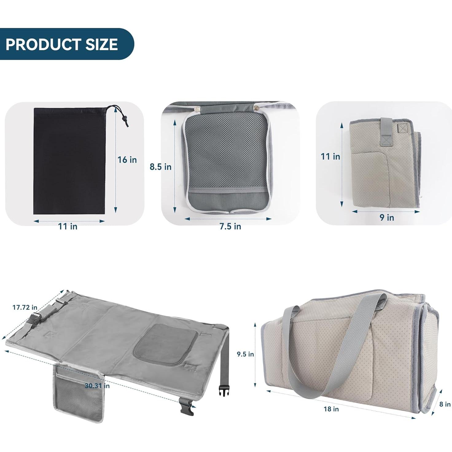 Cama de avión portátil para niños ZYYCD 2 en 1 - Gris