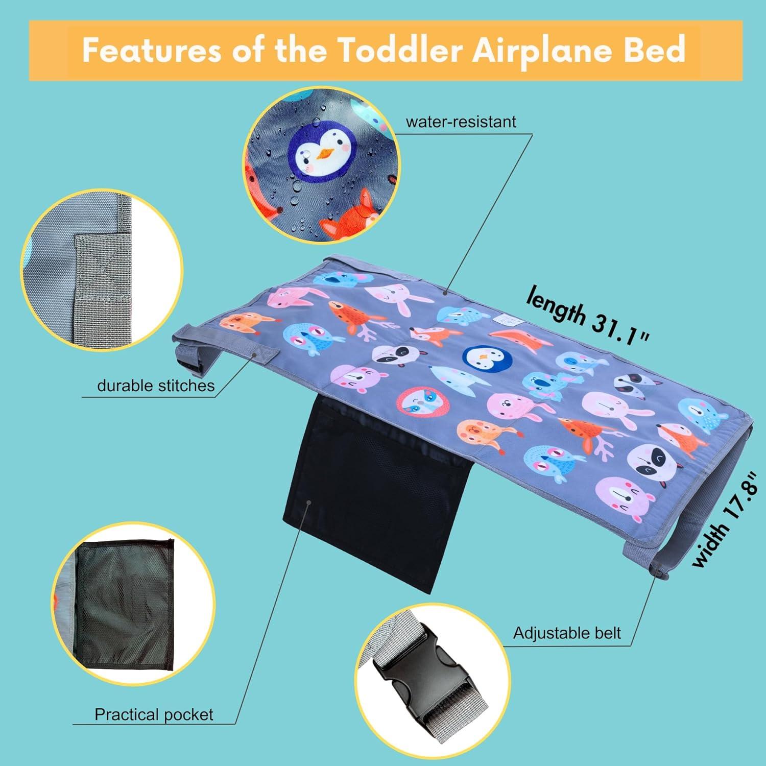 Cama de avión para niños Little Traveler - Gris, 1-4 años
