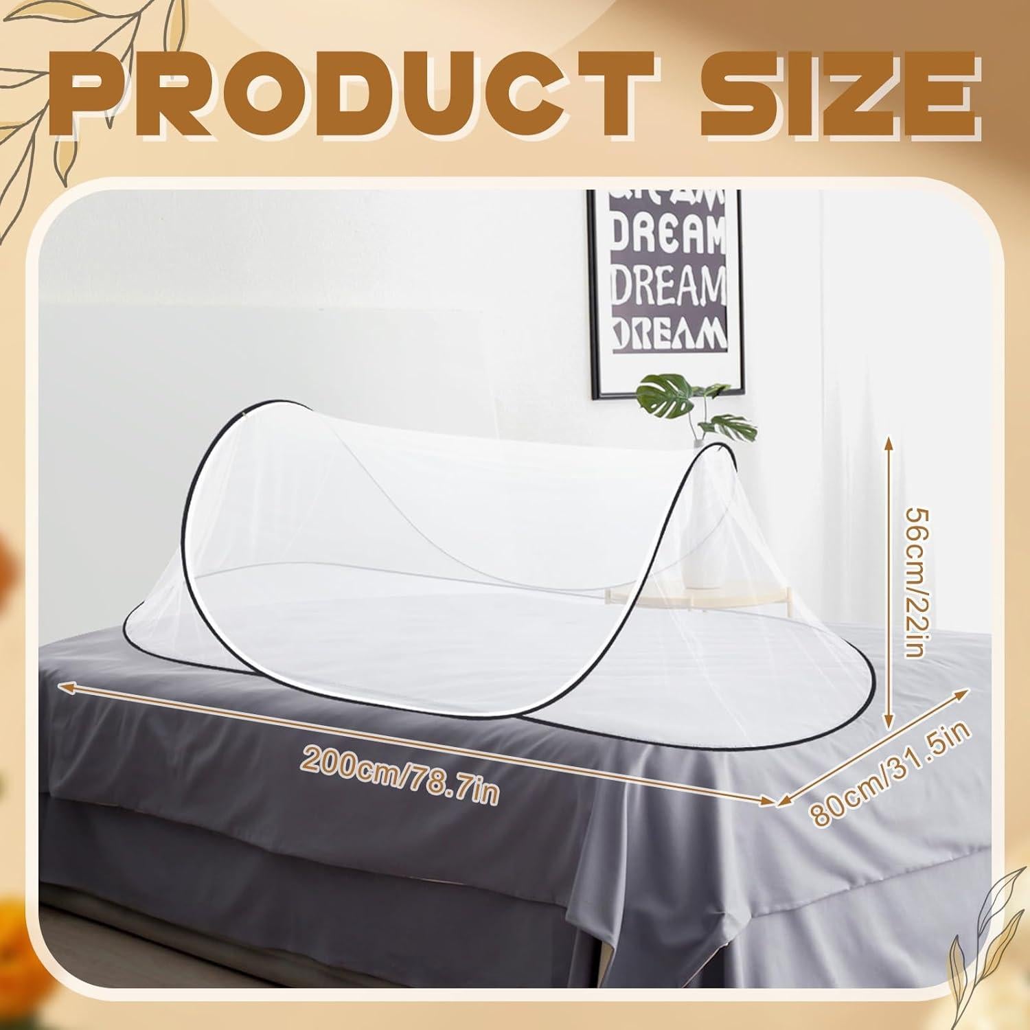 2 Redes Mosquiteras Plegables Pop Up para Cama Camping 199x80 cm