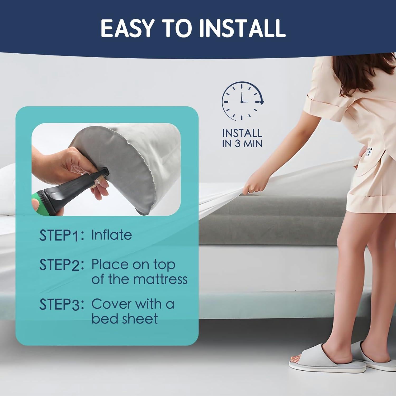 Barandillas de Cama Inflables Toggloo 127x25.4 cm para Niños