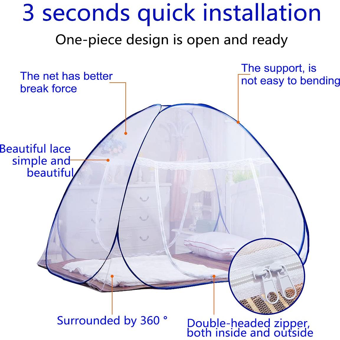 Tienda de Mosquito Pop-Up AMMER 200x180x150 cm Plegable Azul