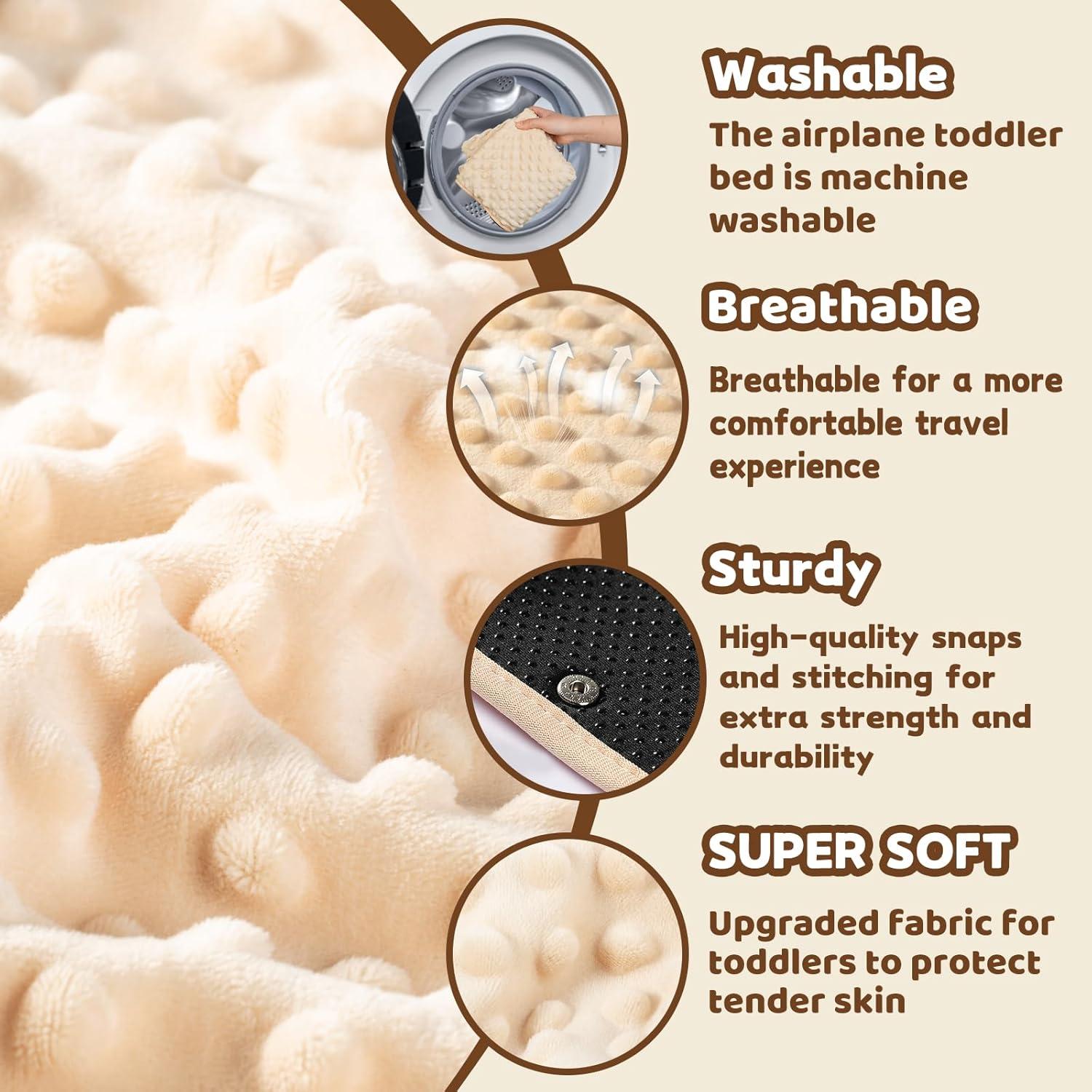 Cama de avión para niños Trekbabe con manta desmontable 80x45cm