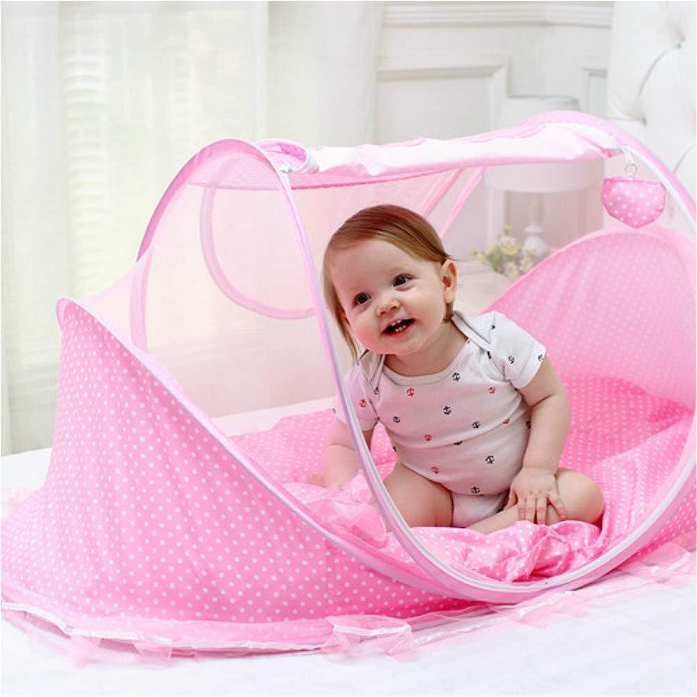 Cama portátil plegable para bebés Fafeicy 110x60 cm rosa