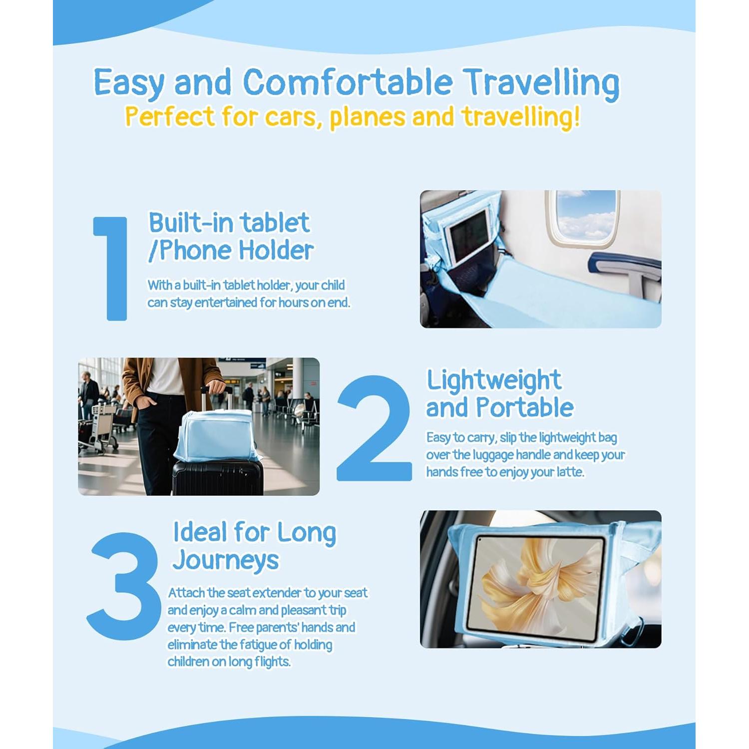 Cama de avión portátil Ravasen para niños 0.51 kg azul