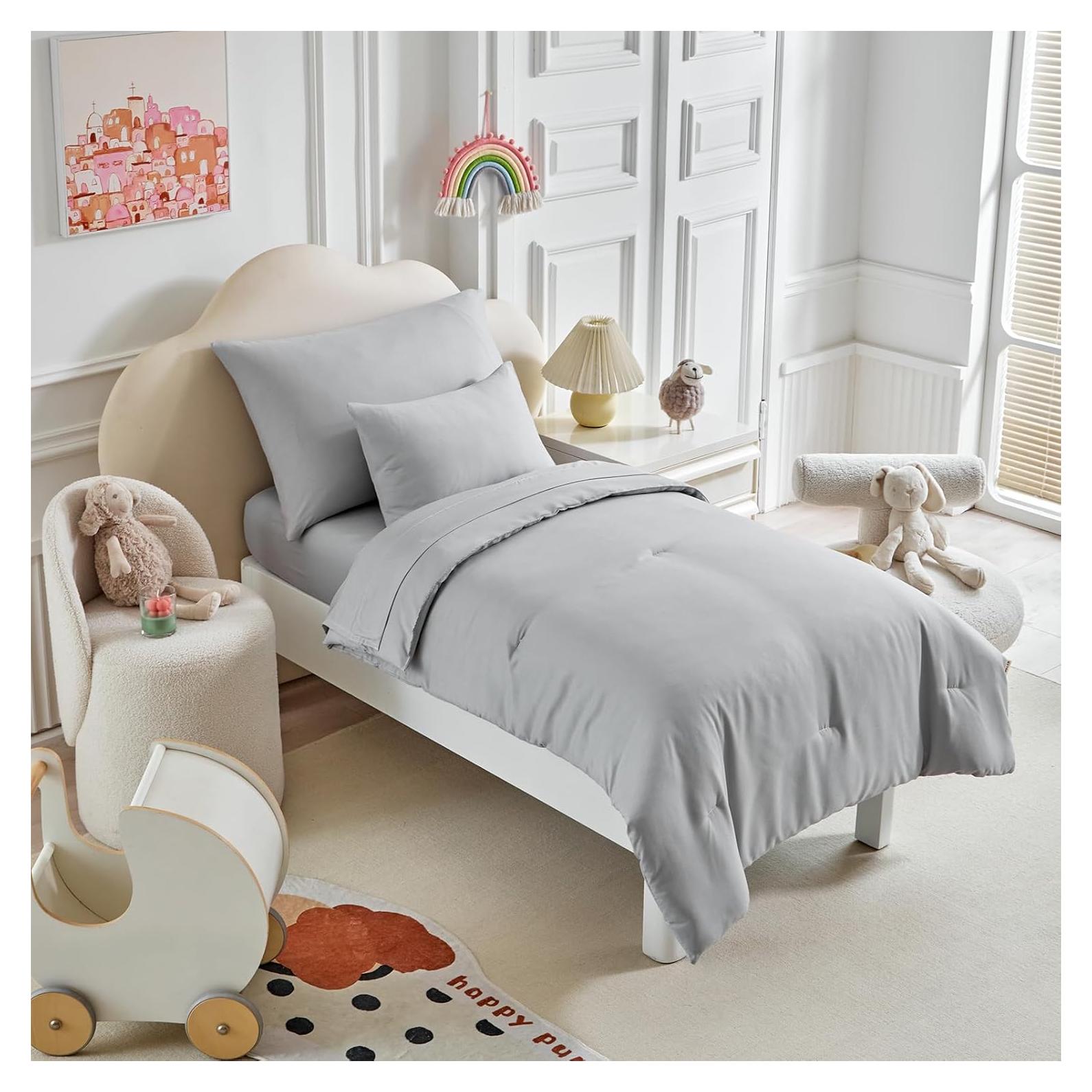 Juego de Ropa de Cama Uozzi Bedding 5 Piezas Niños Pequeños Gris
