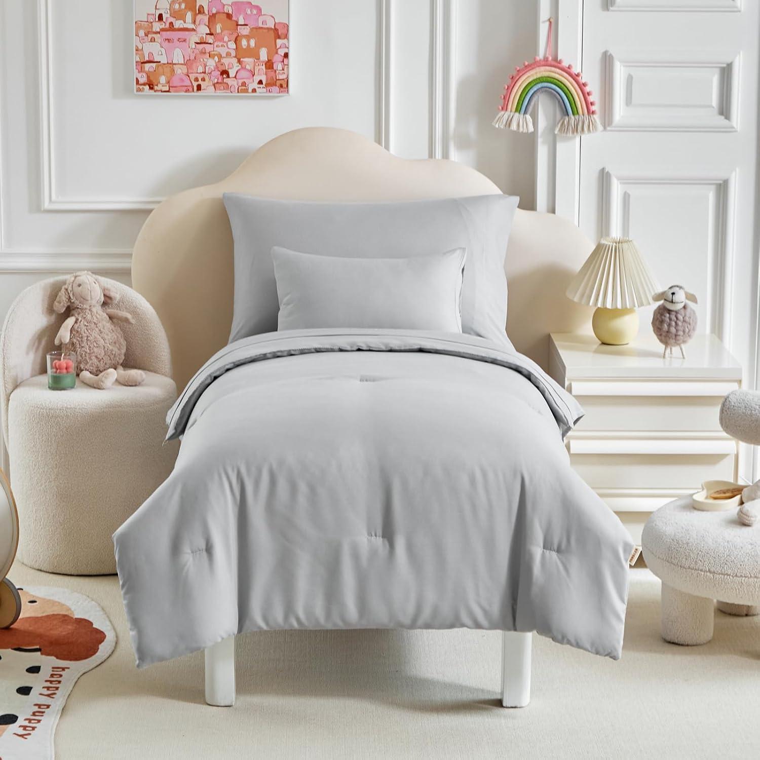 Juego de Ropa de Cama Uozzi Bedding 5 Piezas Niños Pequeños Gris