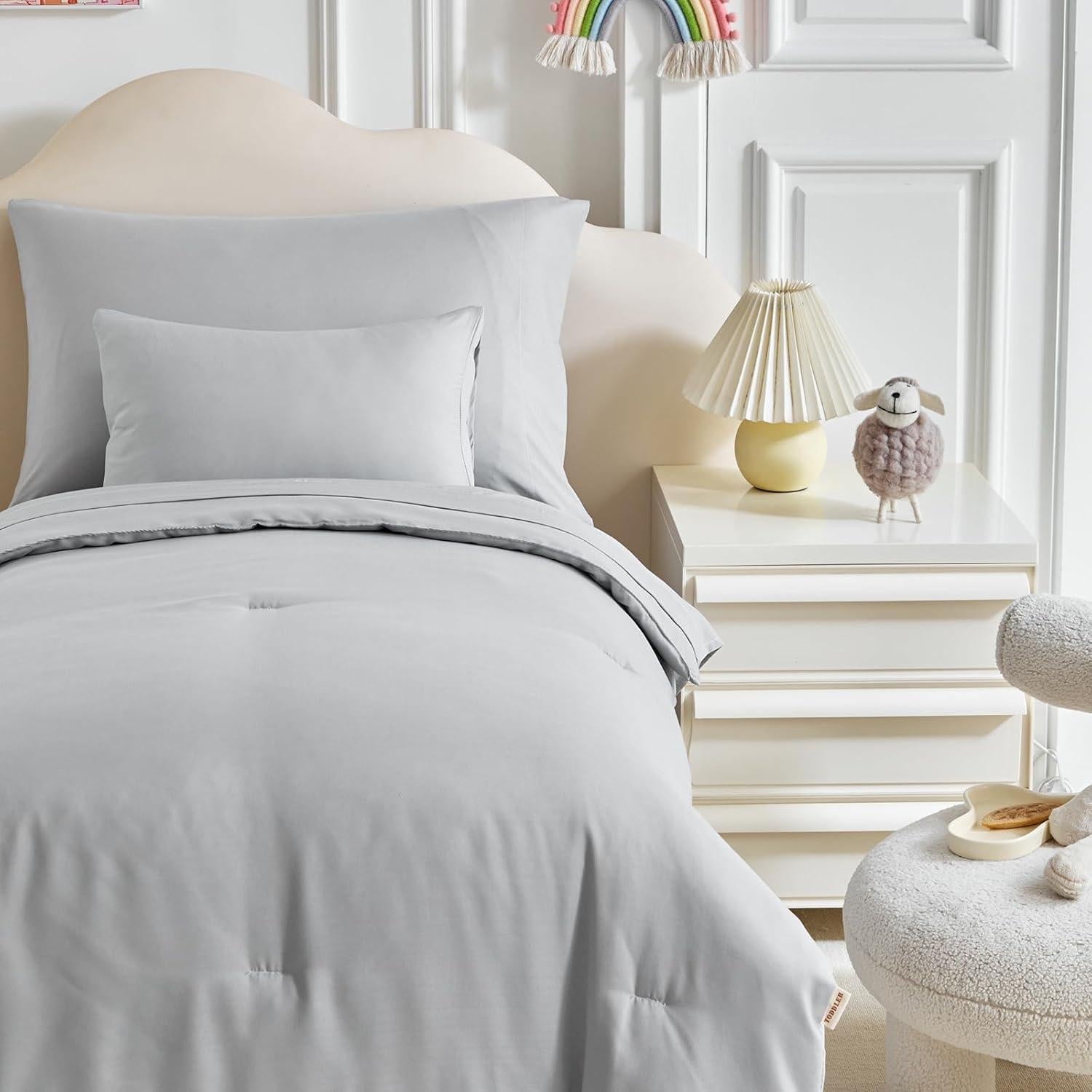 Juego de Ropa de Cama Uozzi Bedding 5 Piezas Niños Pequeños Gris