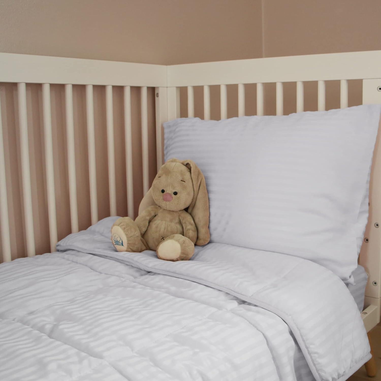 Conjunto de Ropa de Cama Hipoalergénico ZPECC 4 Piezas Rayas Blancas