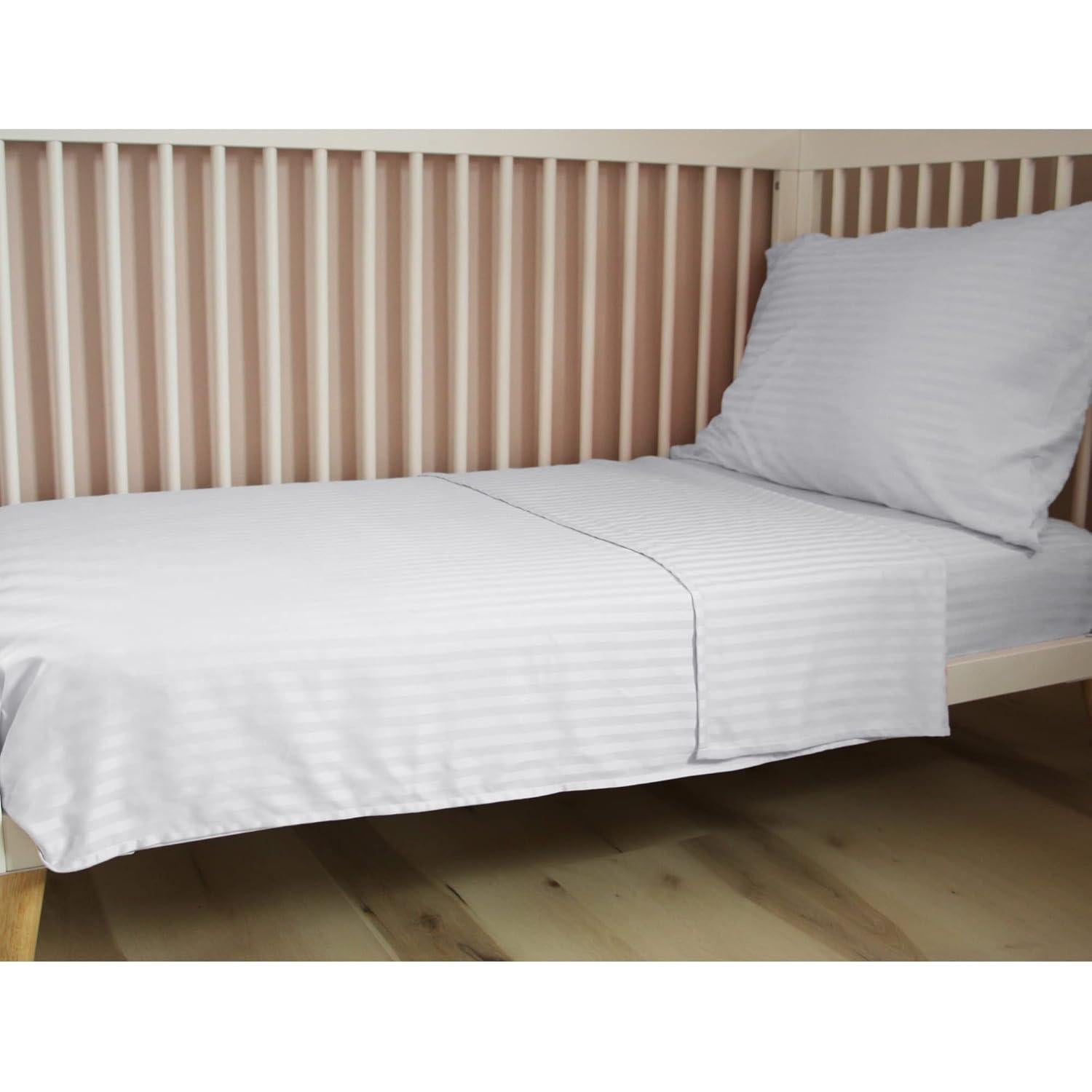 Conjunto de Ropa de Cama Hipoalergénico ZPECC 4 Piezas Rayas Blancas