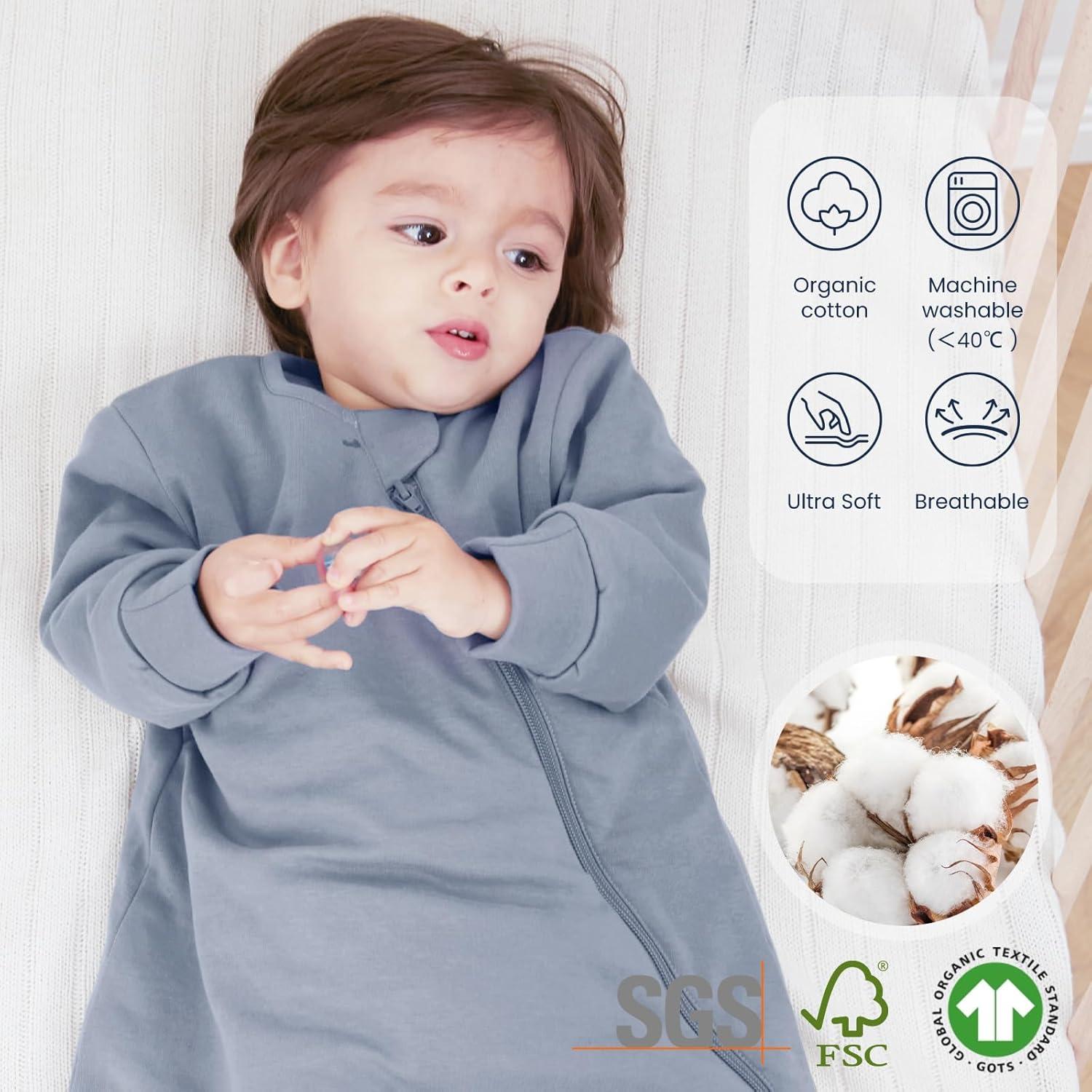 Saco de dormir unisex Kaiya Baby 0-6M 2.5 Tog algodón orgánico