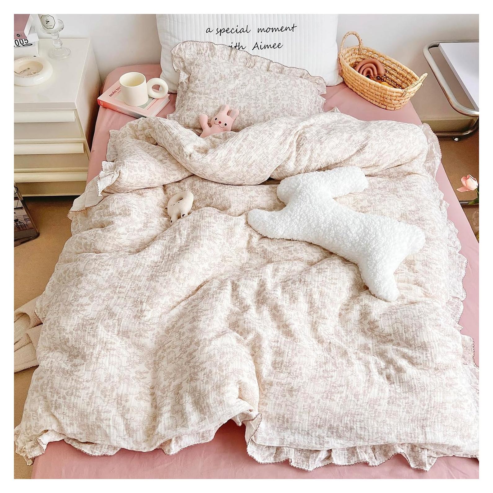Funda de Edredón AOJIM 120x150 cm Algodón Floral para Bebé