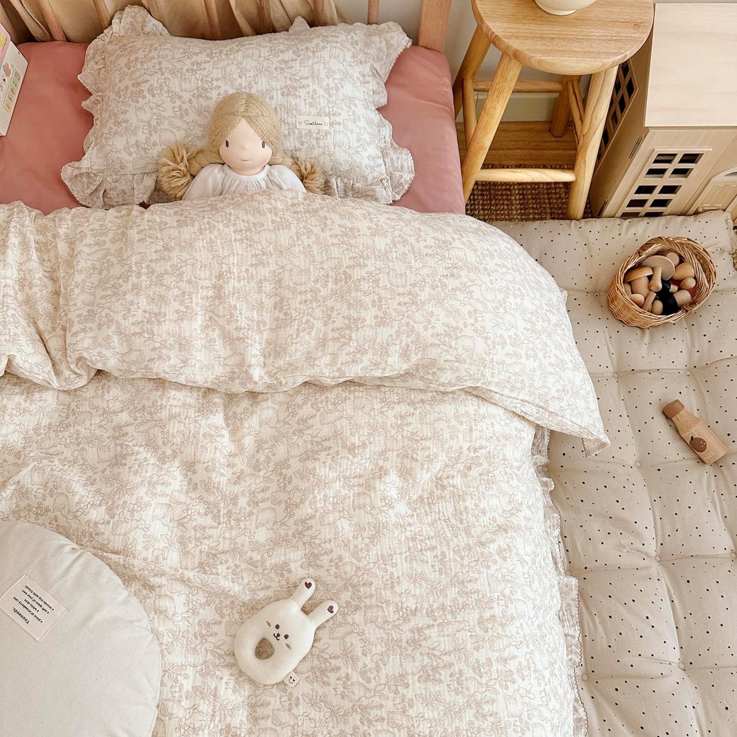 Funda de Edredón AOJIM 120x150 cm Algodón Floral para Bebé