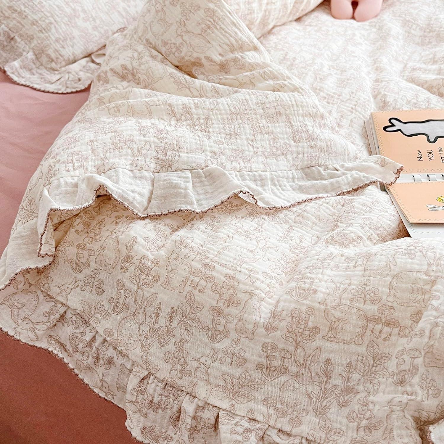 Funda de Edredón AOJIM 120x150 cm Algodón Floral para Bebé