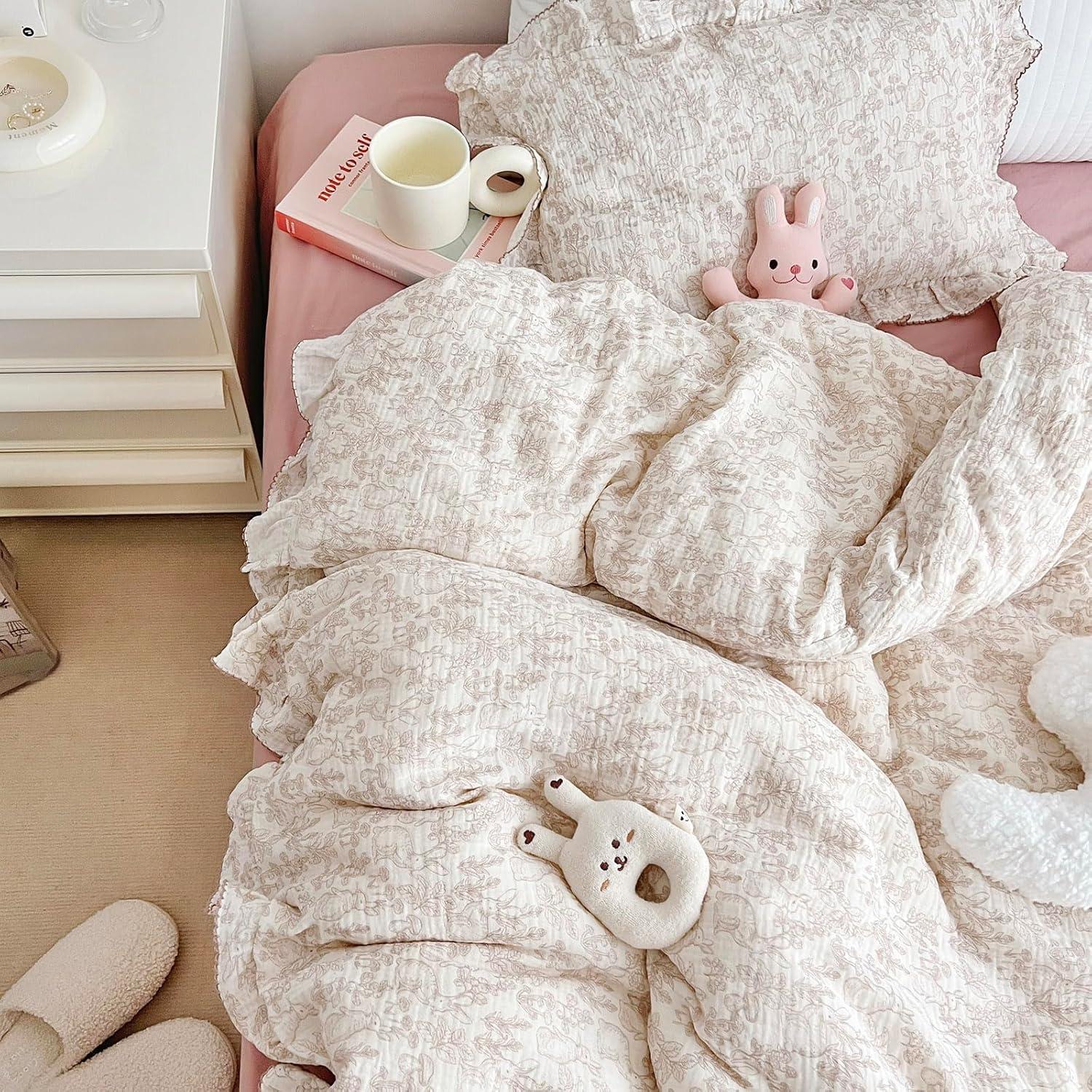 Funda de Edredón AOJIM 120x150 cm Algodón Floral para Bebé