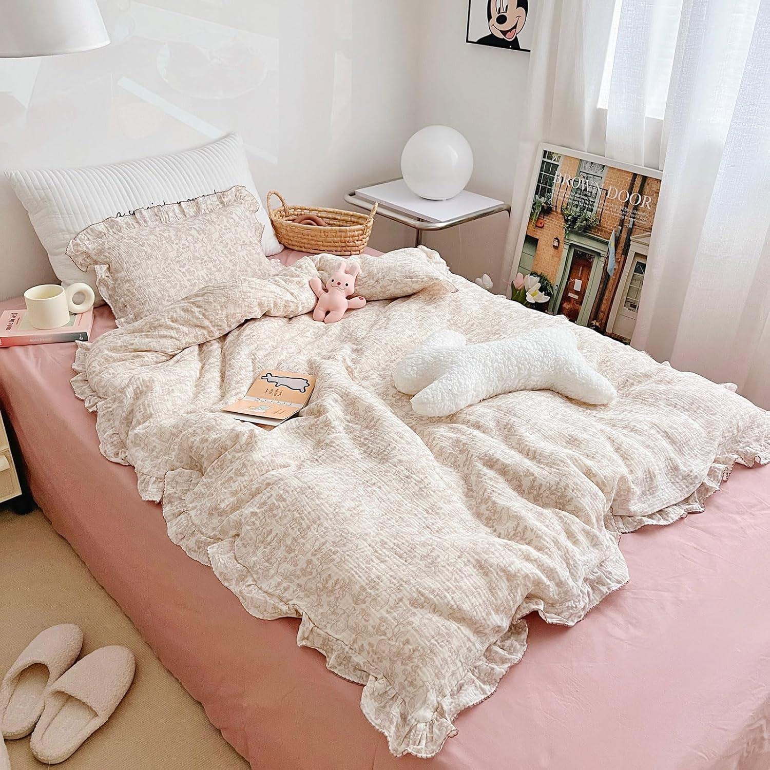 Funda de Edredón AOJIM 120x150 cm Algodón Floral para Bebé