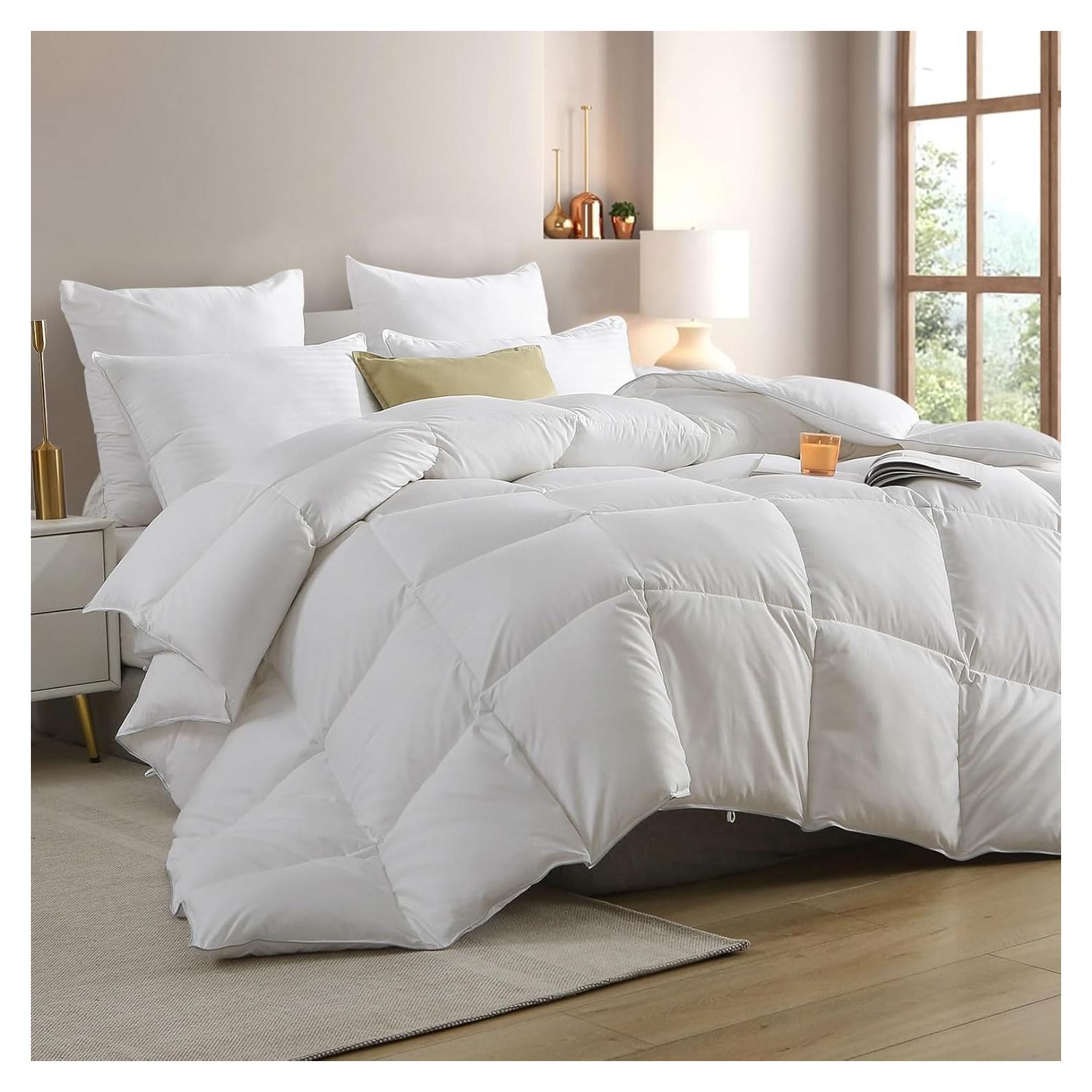 Edredón de Plumas King Cobnom 1200TC Algodón Blanco 304.8x248.9cm