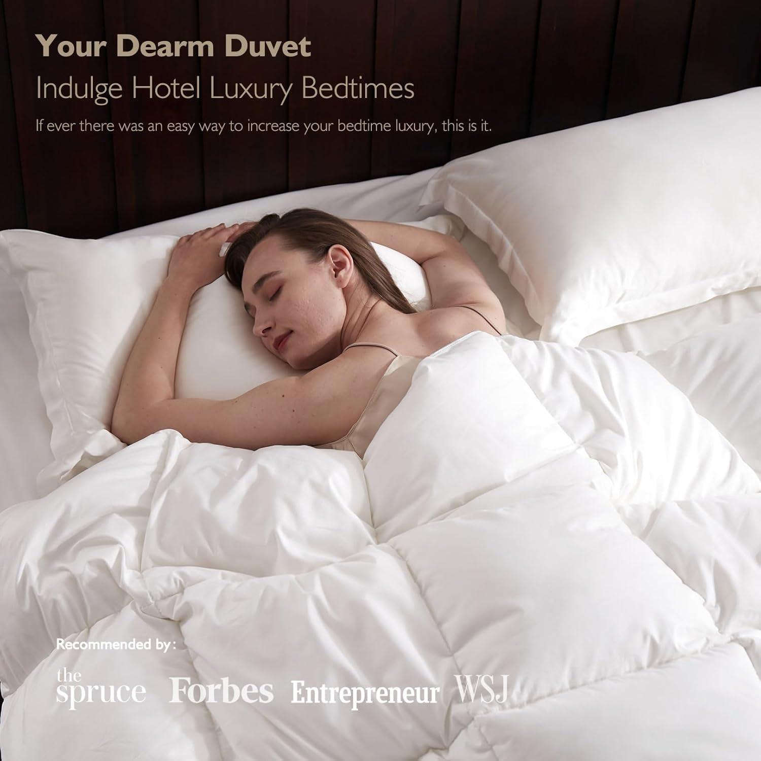 Edredón de Plumas King Cobnom 1200TC Algodón Blanco 304.8x248.9cm