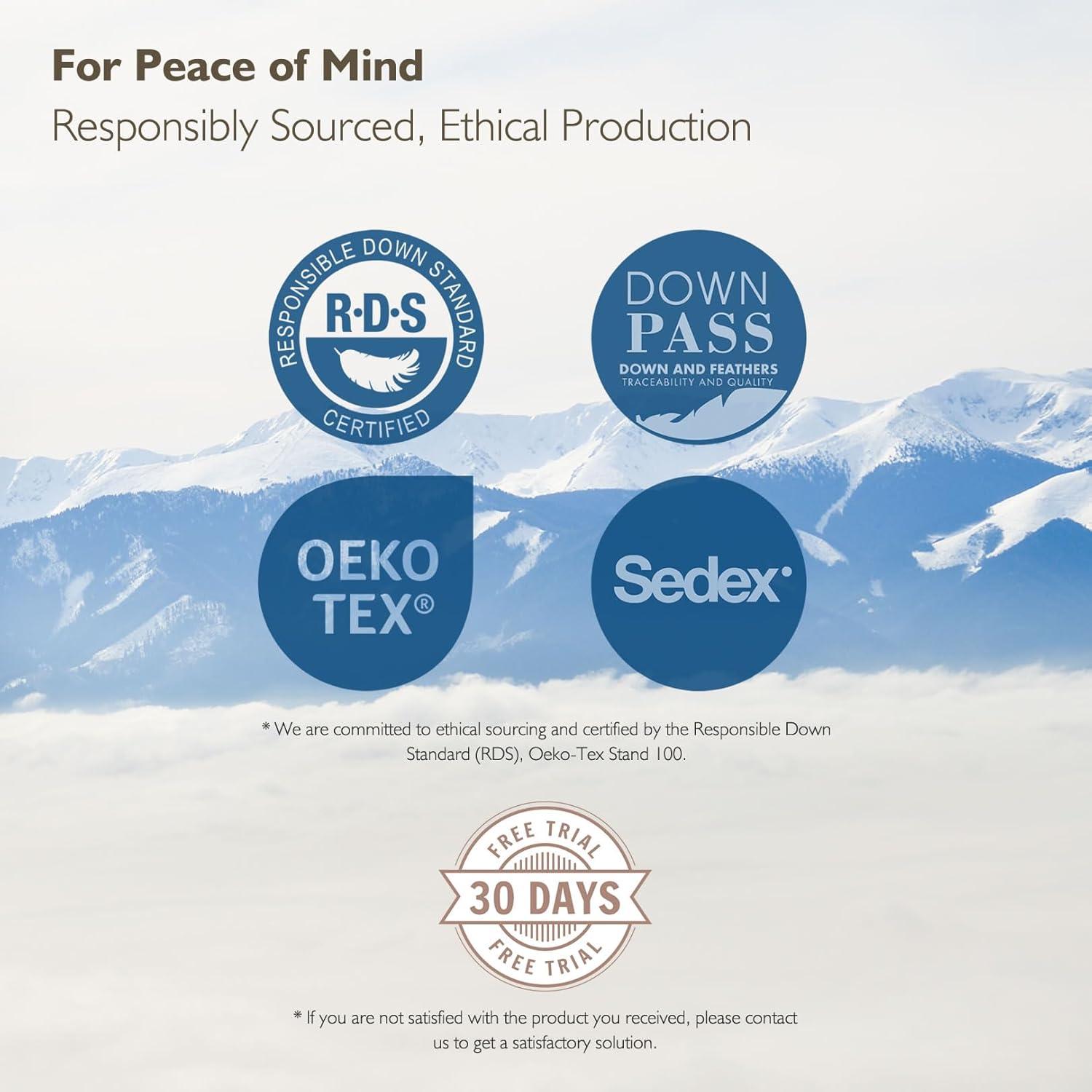 Edredón de Plumas King Cobnom 1200TC Algodón Blanco 304.8x248.9cm