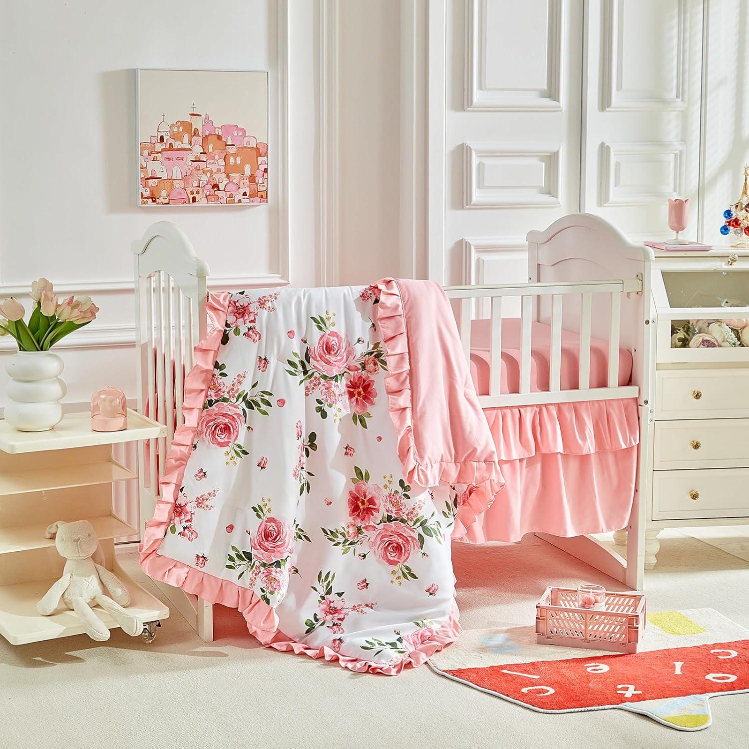 Juego de Ropa de Cuna 3 Piezas UOZZI Rosa Floral