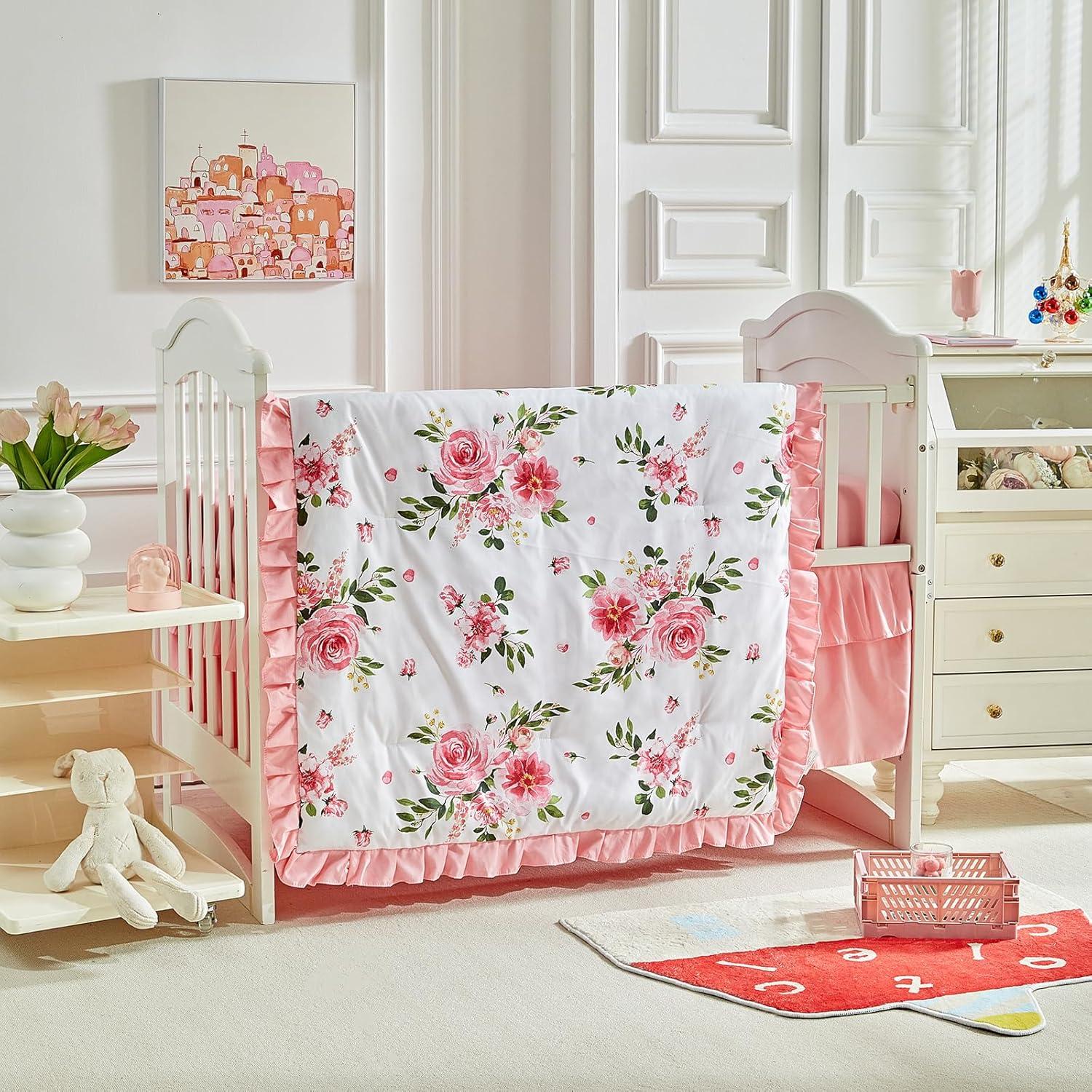 Juego de Ropa de Cuna 3 Piezas UOZZI Rosa Floral