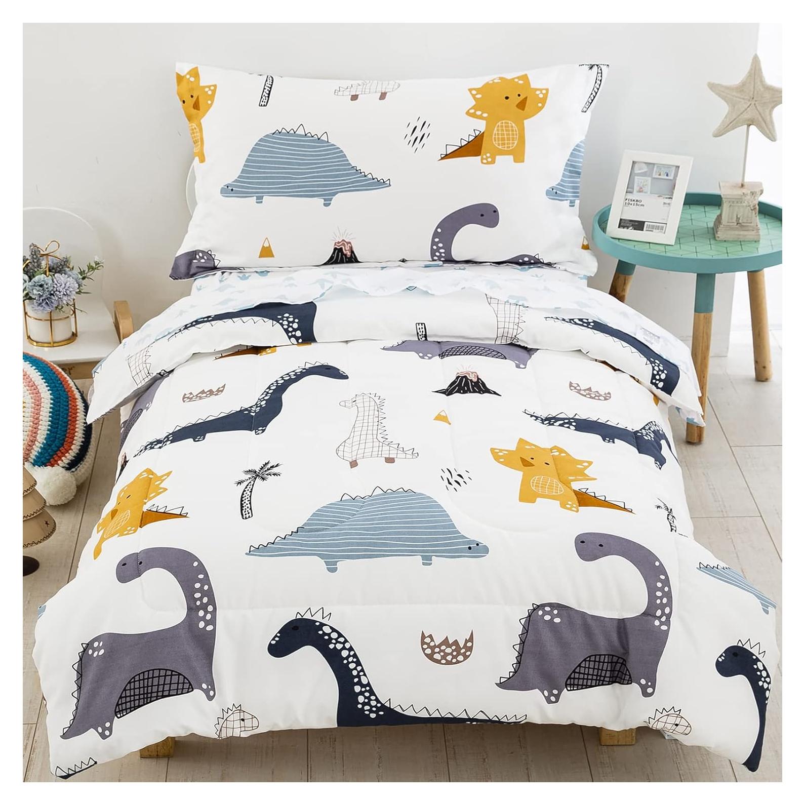 Juego de Ropa de Cama WONGS Dinosaurio 4 Piezas Microfibra