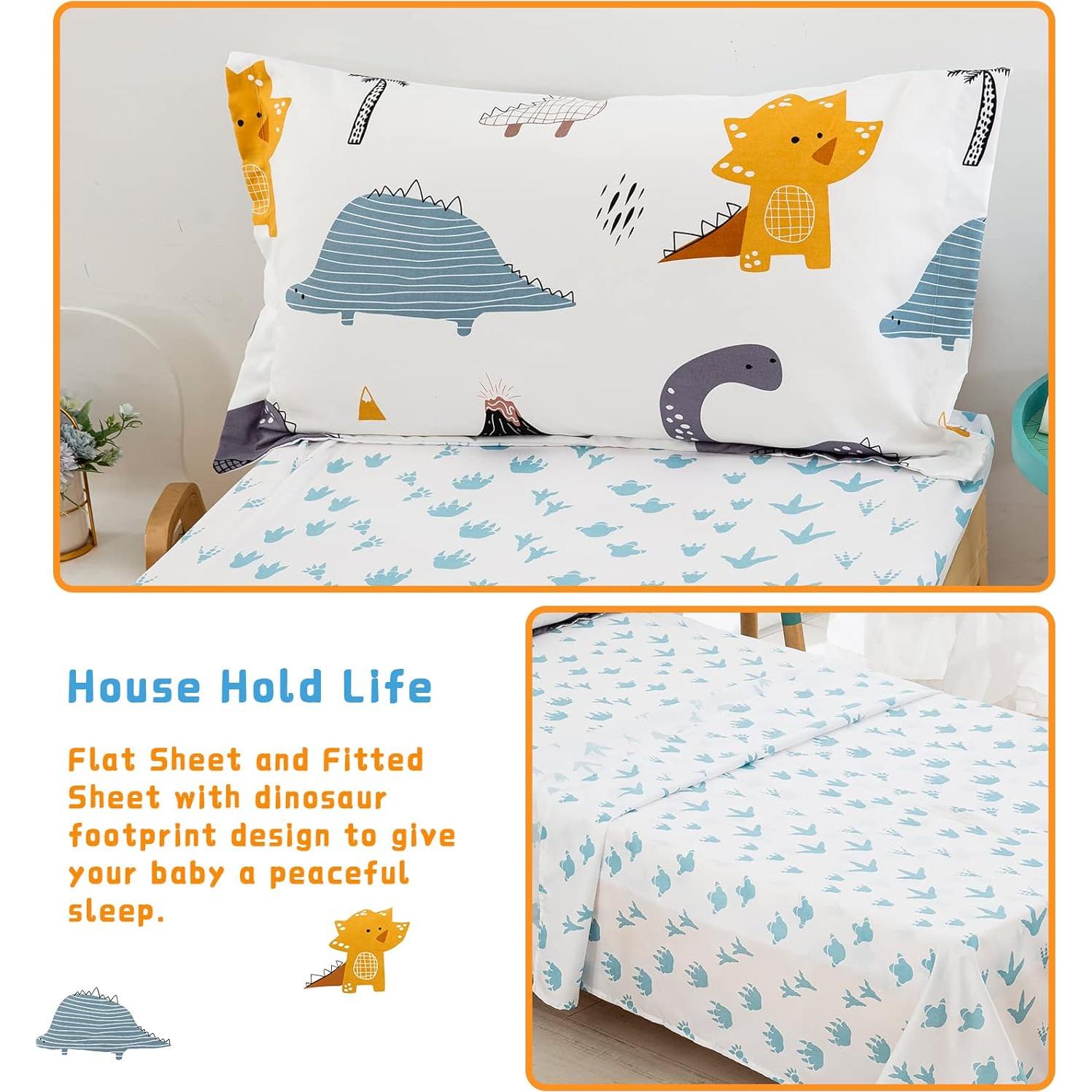 Juego de Ropa de Cama WONGS Dinosaurio 4 Piezas Microfibra