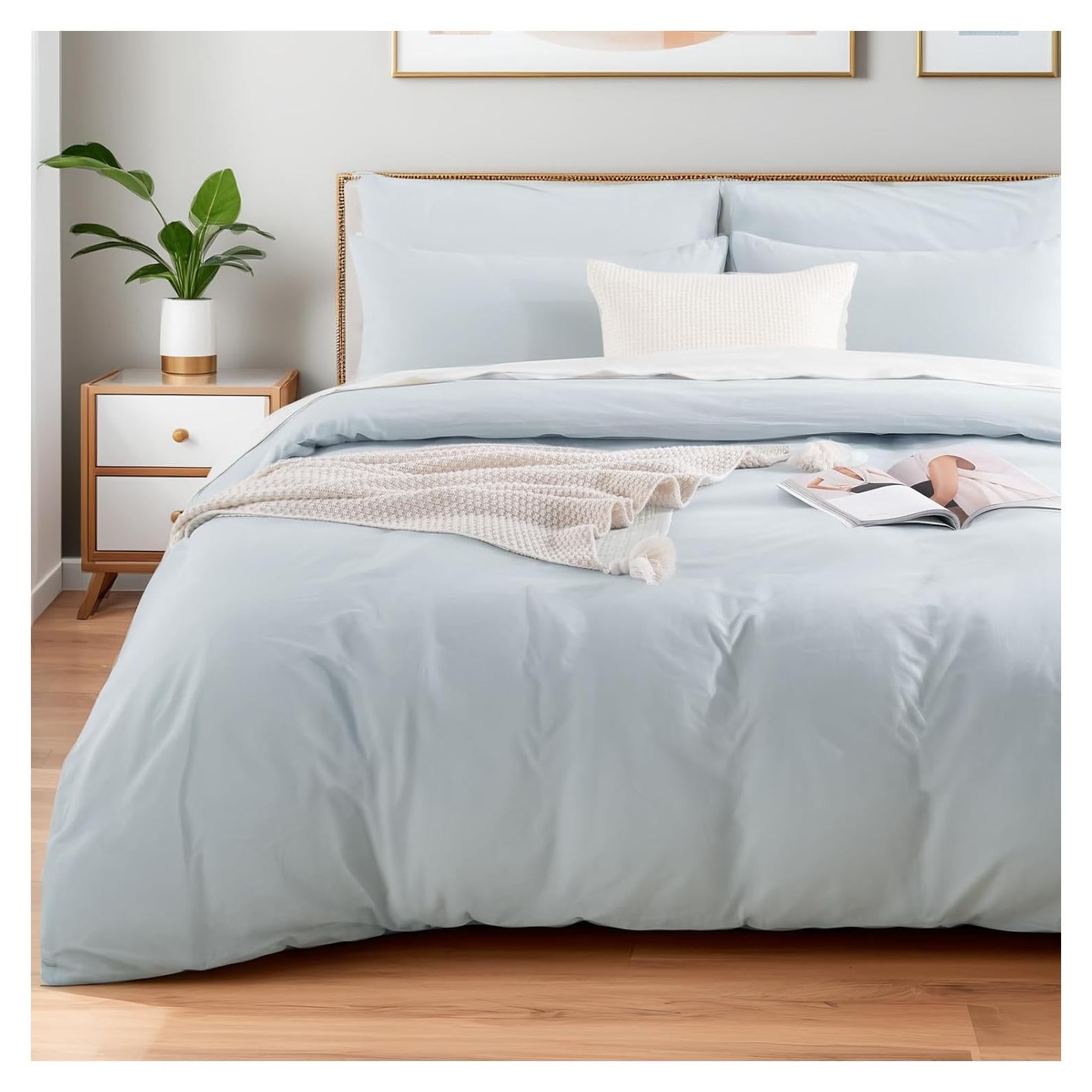 Juego de Funda de Edredón NEXHOME PRO King 100% Algodón Azul Bebé