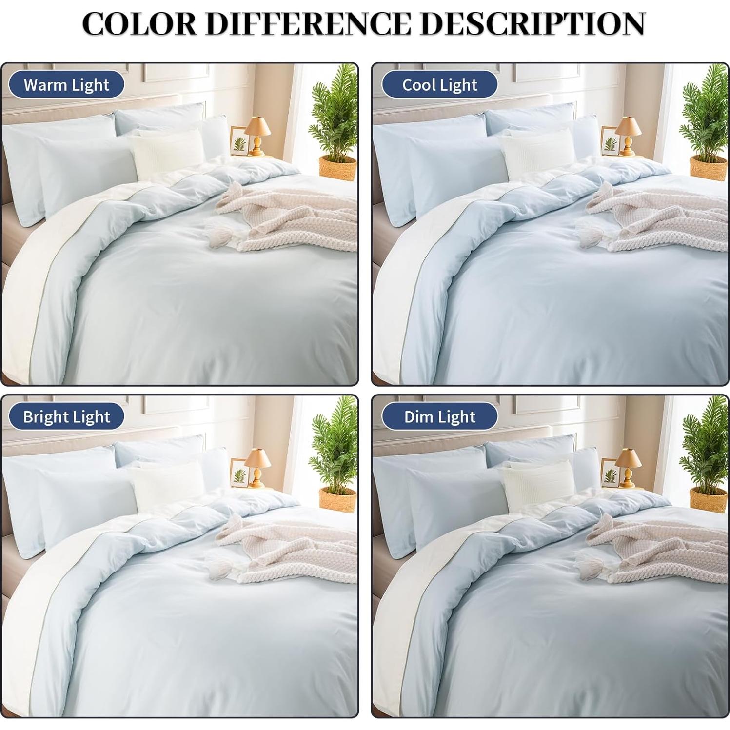 Juego de Funda de Edredón NEXHOME PRO King 100% Algodón Azul Bebé