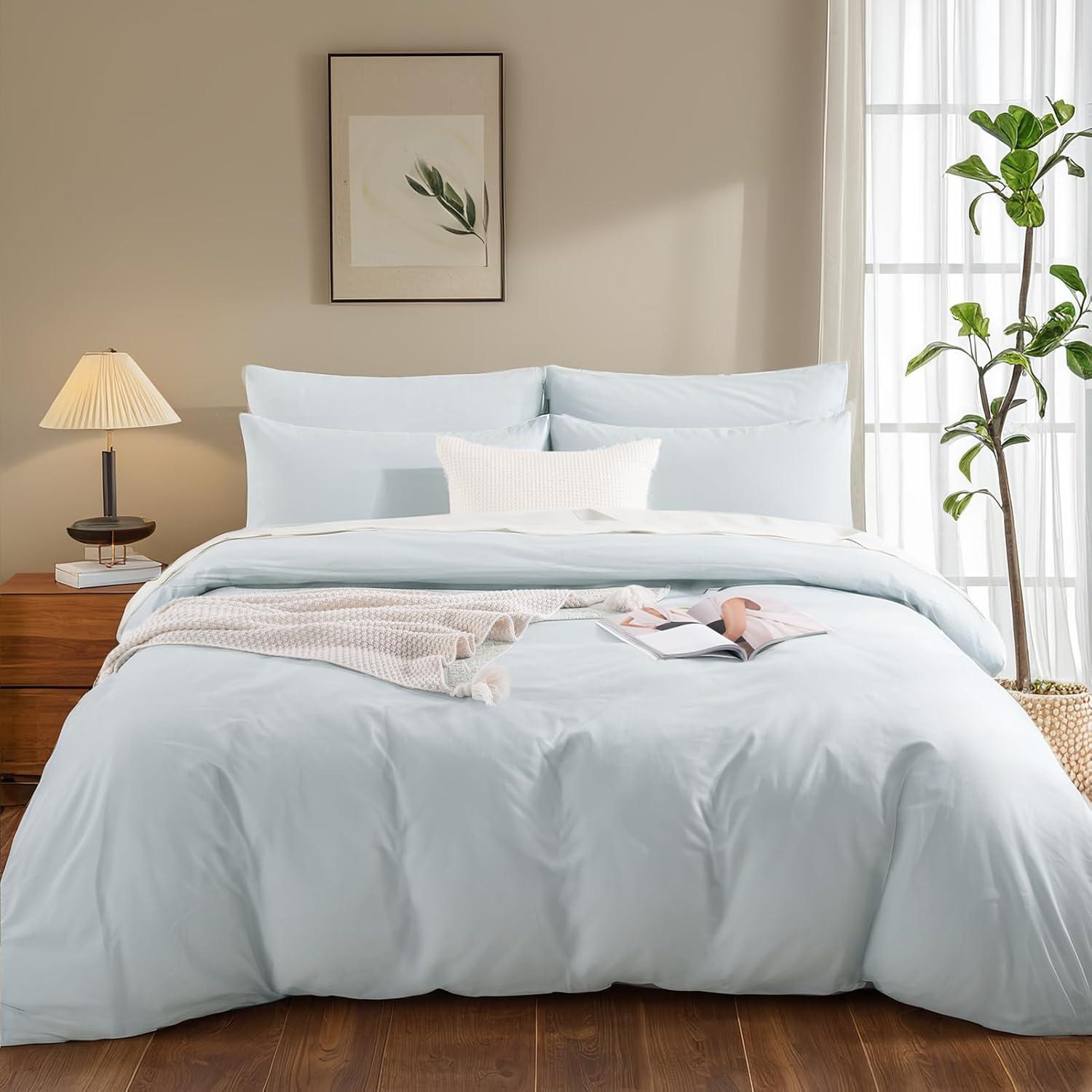 Juego de Funda de Edredón NEXHOME PRO King 100% Algodón Azul Bebé