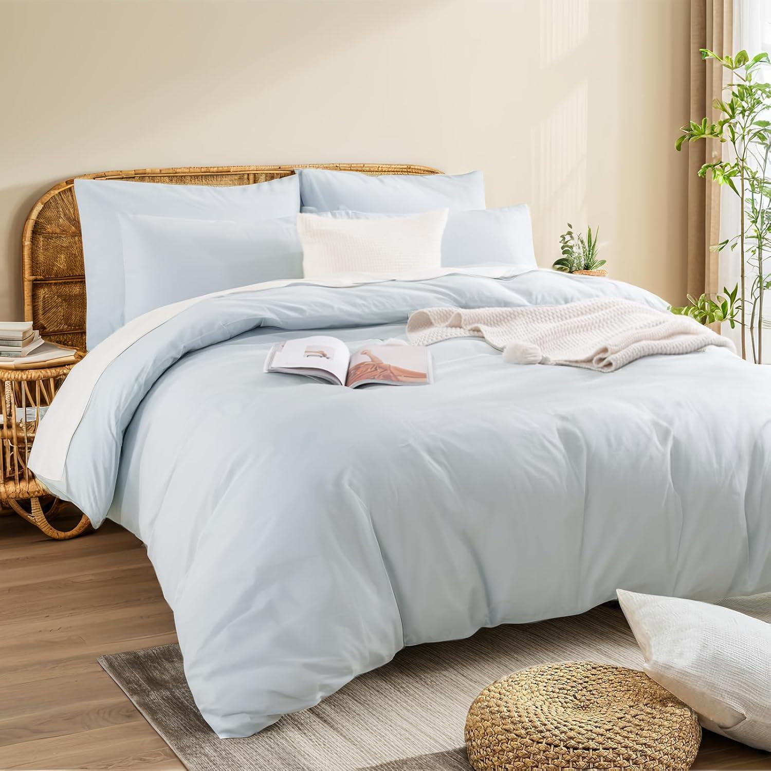 Juego de Funda de Edredón NEXHOME PRO King 100% Algodón Azul Bebé