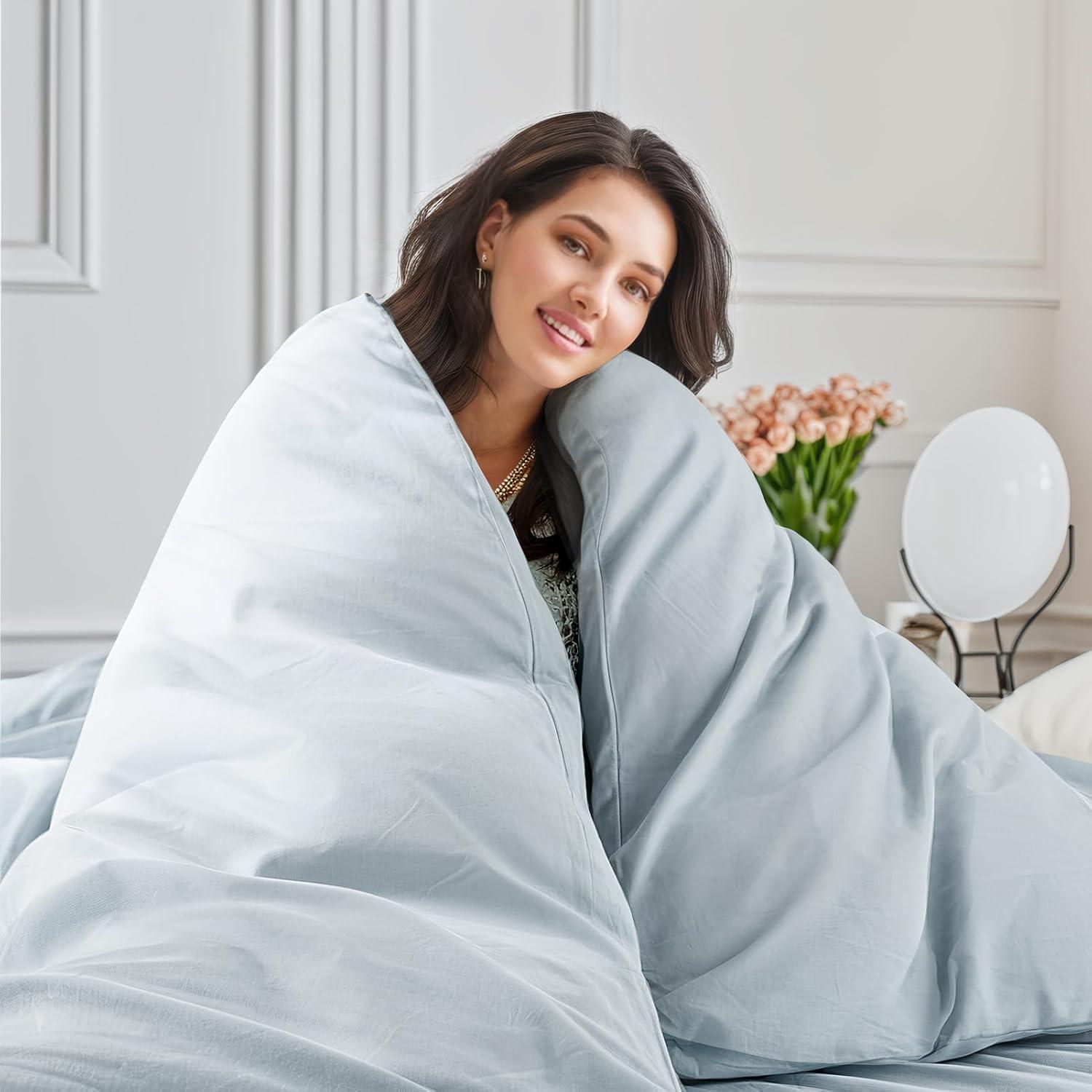 Juego de Funda de Edredón NEXHOME PRO King 100% Algodón Azul Bebé