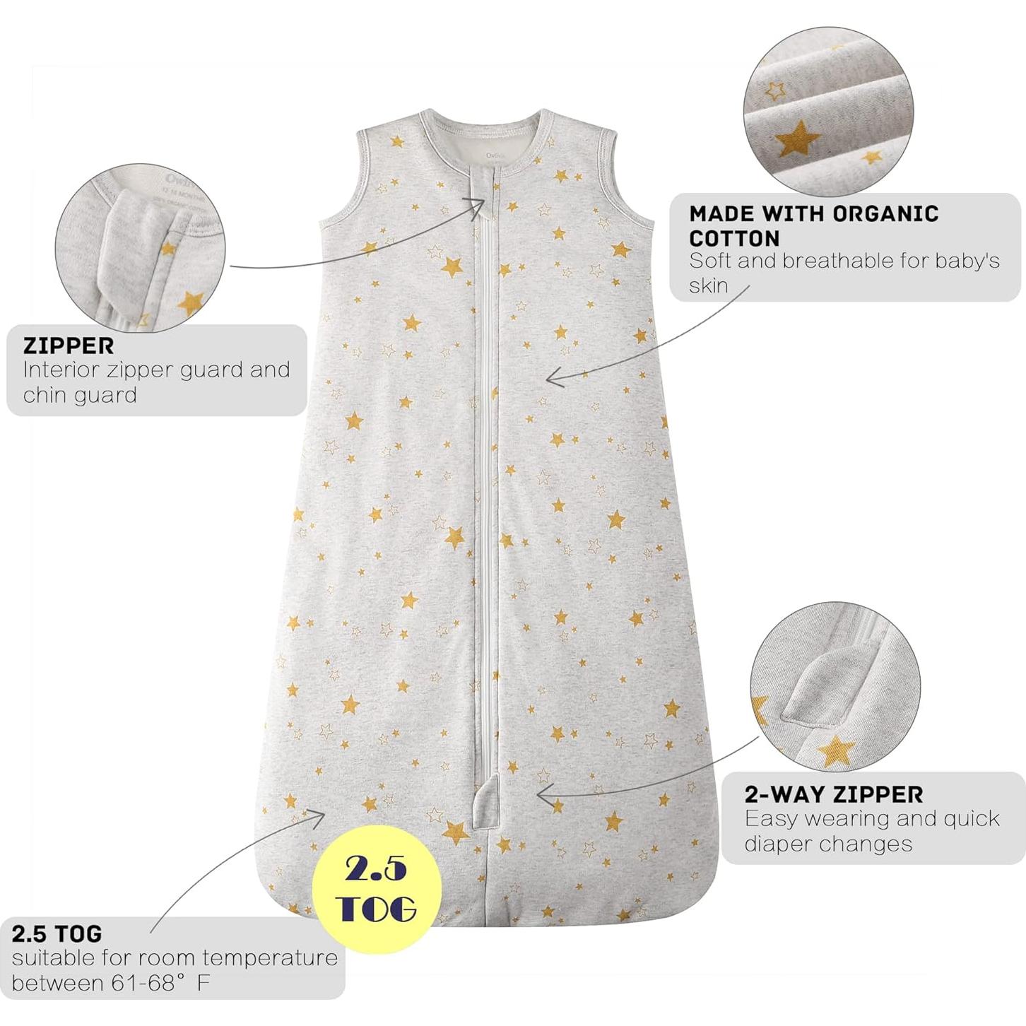 Saco de Sueño Owlivia Algodón Orgánico 2.5 TOG 12-18 Meses