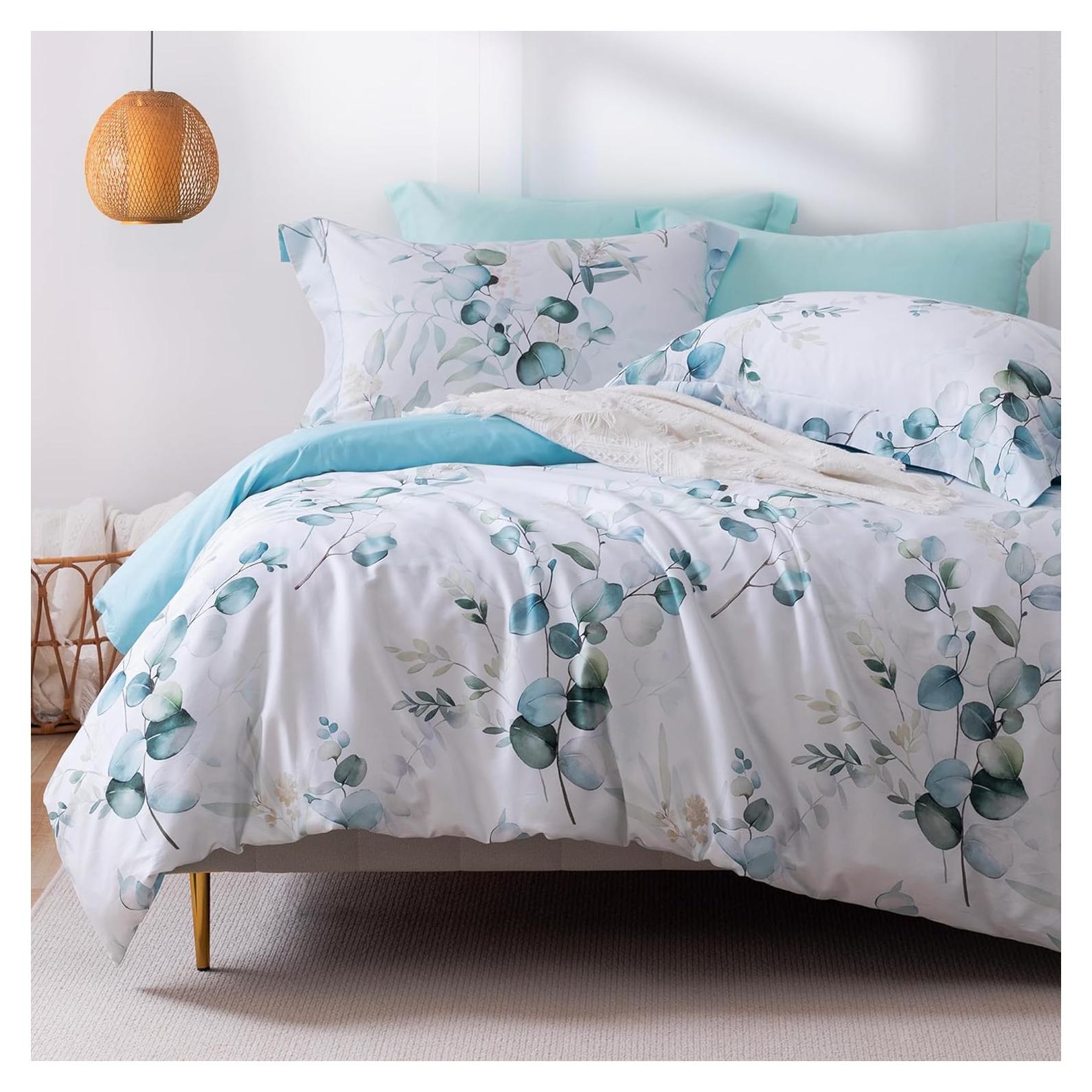 Conjunto de Funda de Edredón MILDLY 100% Algodón King Azul Bebé 3 Piezas