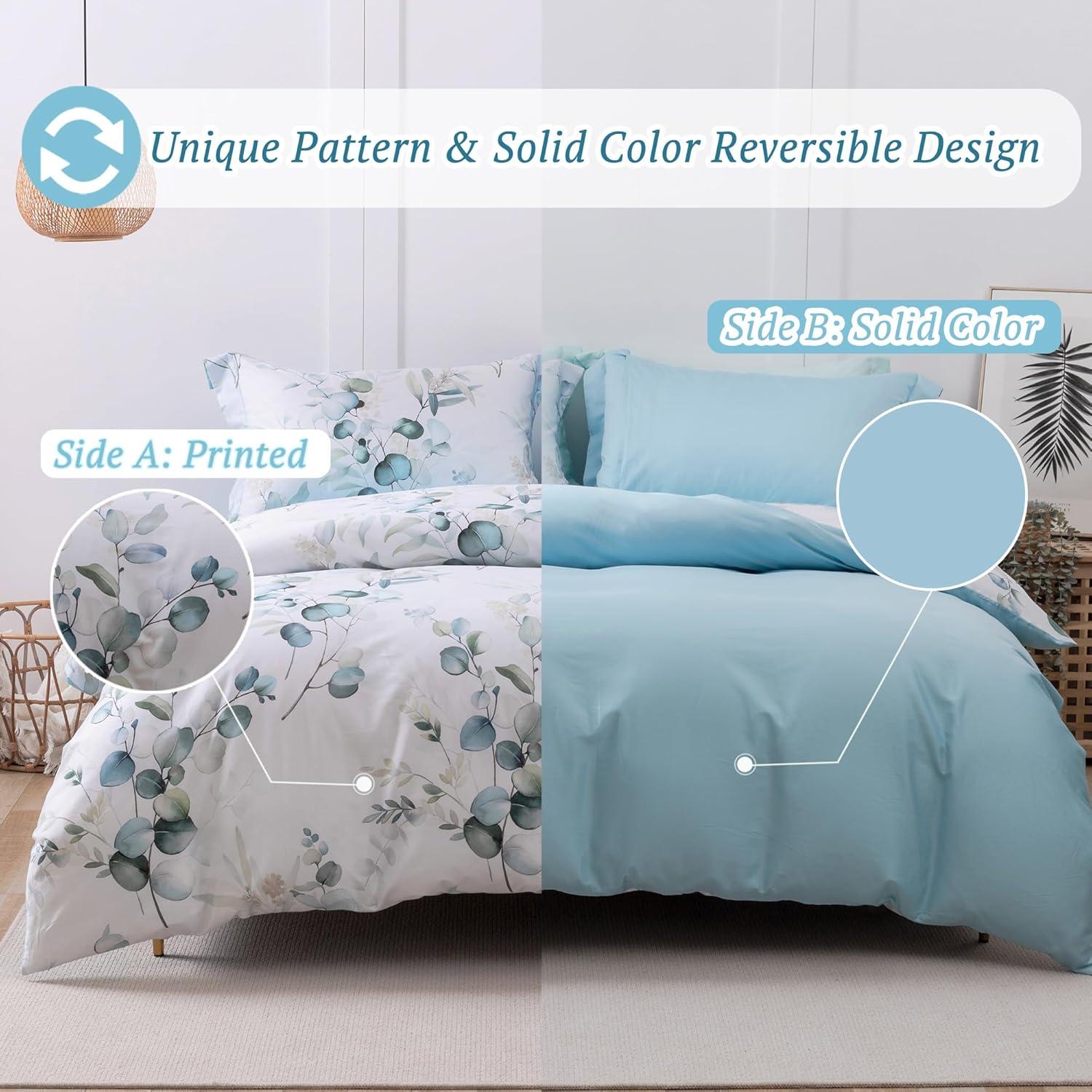 Conjunto de Funda de Edredón MILDLY 100% Algodón King Azul Bebé 3 Piezas