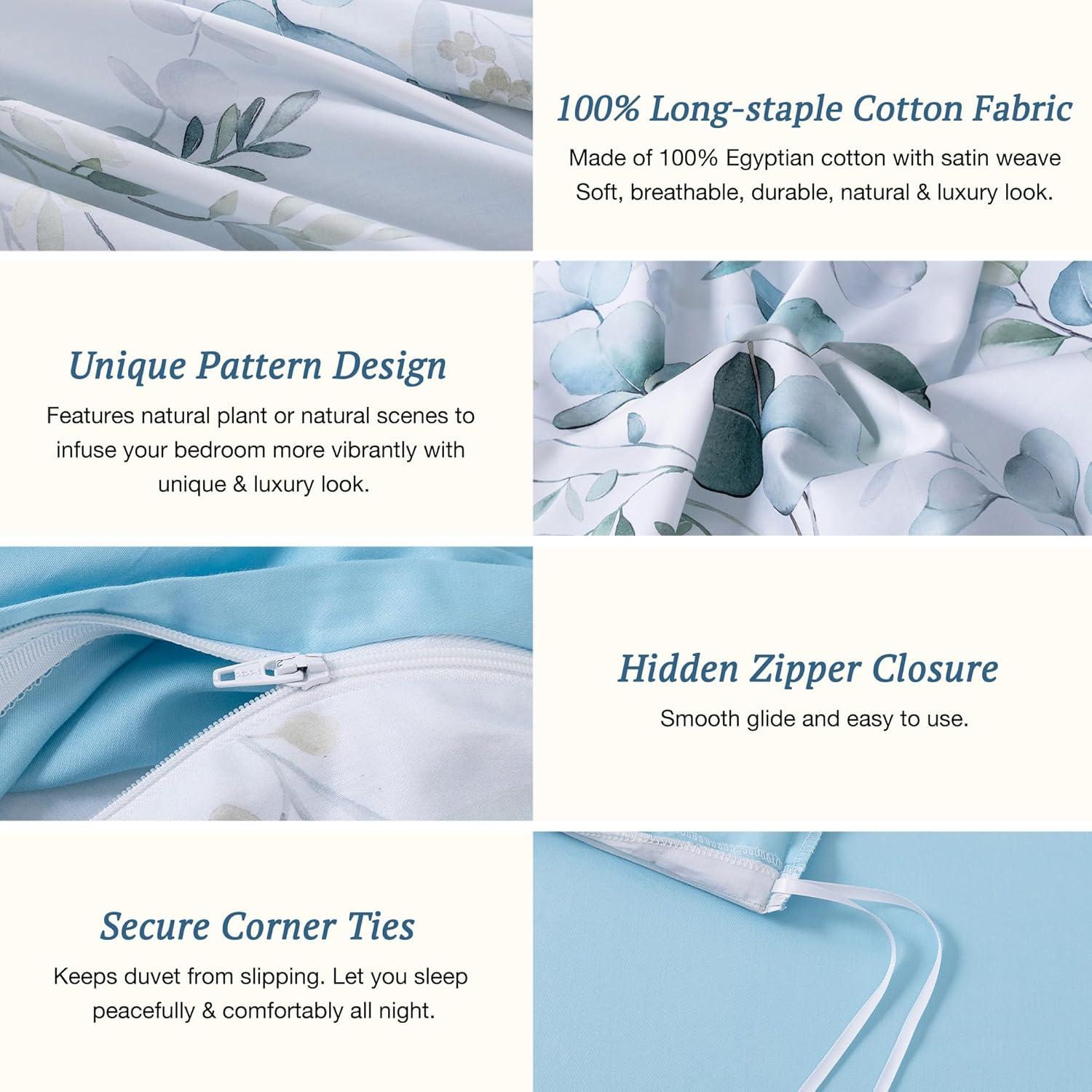 Conjunto de Funda de Edredón MILDLY 100% Algodón King Azul Bebé 3 Piezas