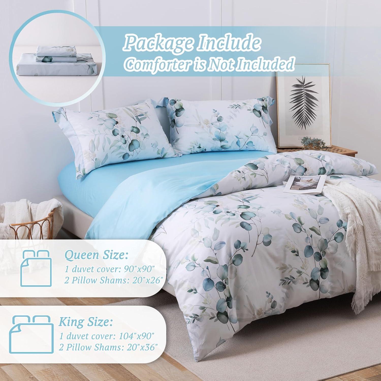 Conjunto de Funda de Edredón MILDLY 100% Algodón King Azul Bebé 3 Piezas